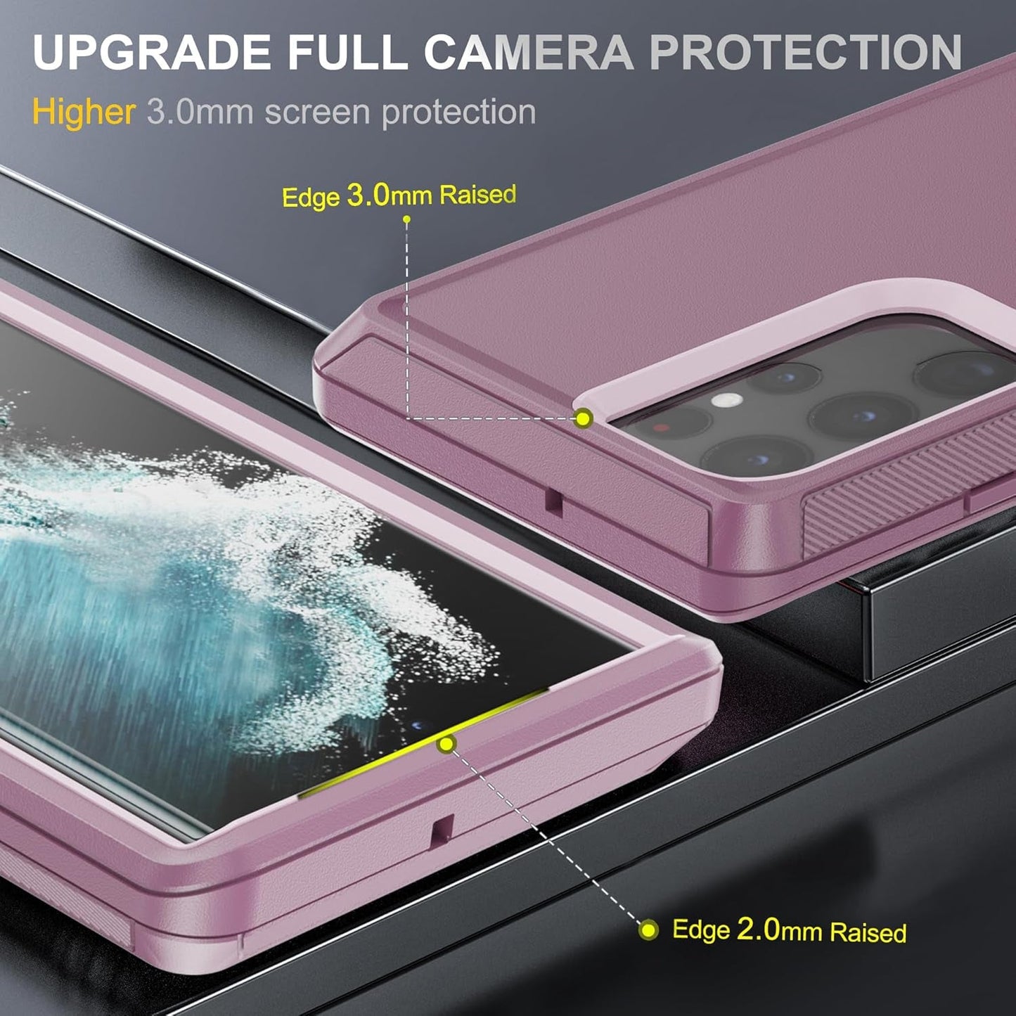 AYMECL for S22 Ultra Case,Samsung S22 Ultra Case [Military Grade] 3 in 1 Full Body Shockproof Dust/Drop Proof Heavy Duty Protection Cover,For Samsung Galaxy S22 Ultra 6.8 Inch,Pink+Wine Red