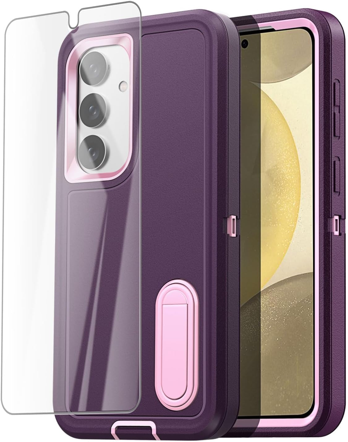 Aicase for Samsung Galaxy S24 Case 5G Built-In Stand with Glass Screen Protector,Heavy Duty Drop Protection Full Body Rugged Shockproof Military Protective Tough Durable Cover for Galaxy S24_6