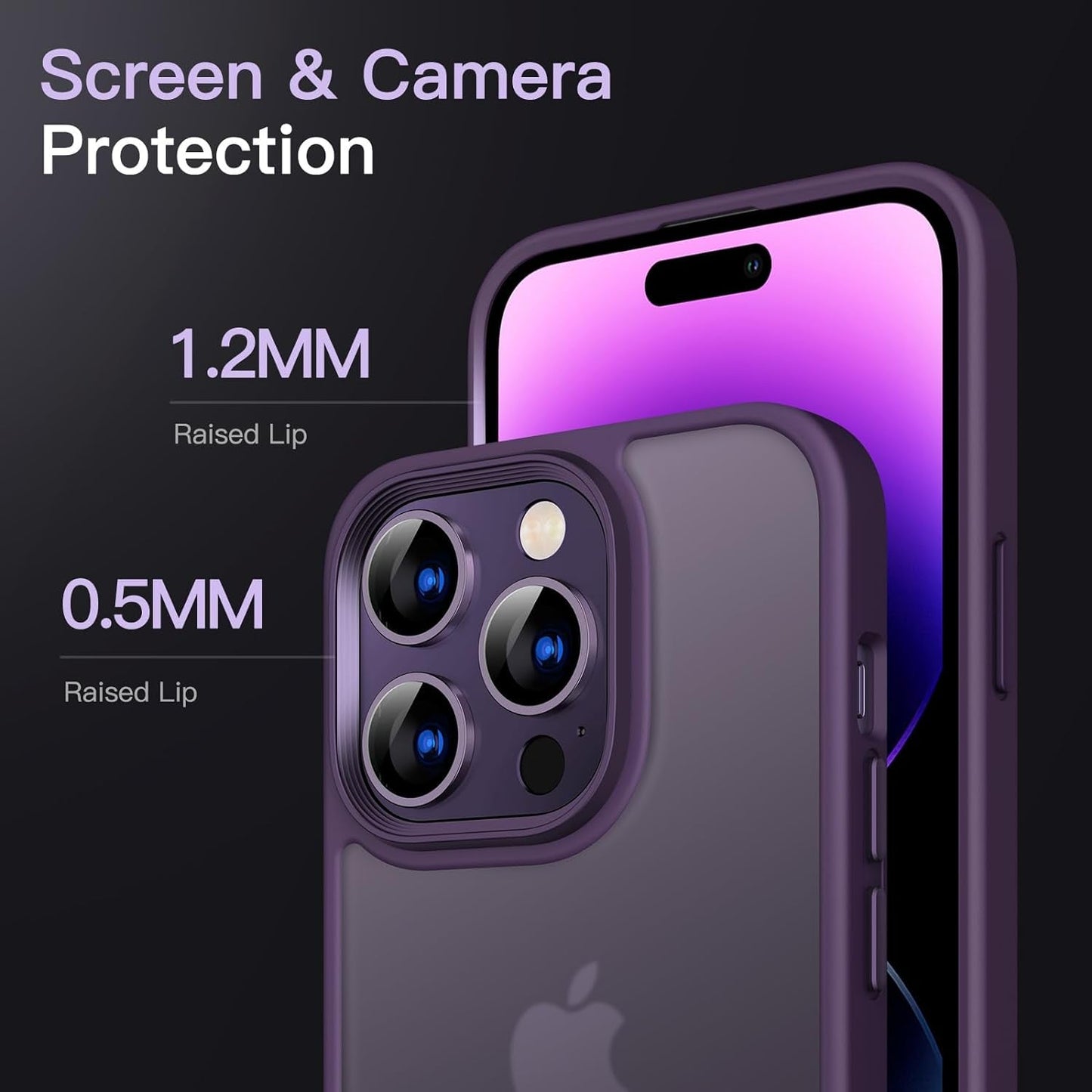 Jetech Matte Case for Iphone 14 Pro 6.1-Inch, Shockproof Military Grade Drop Protection, Frosted Translucent Back Phone Cover, Anti-Fingerprint (Deep Purple)  JETech   