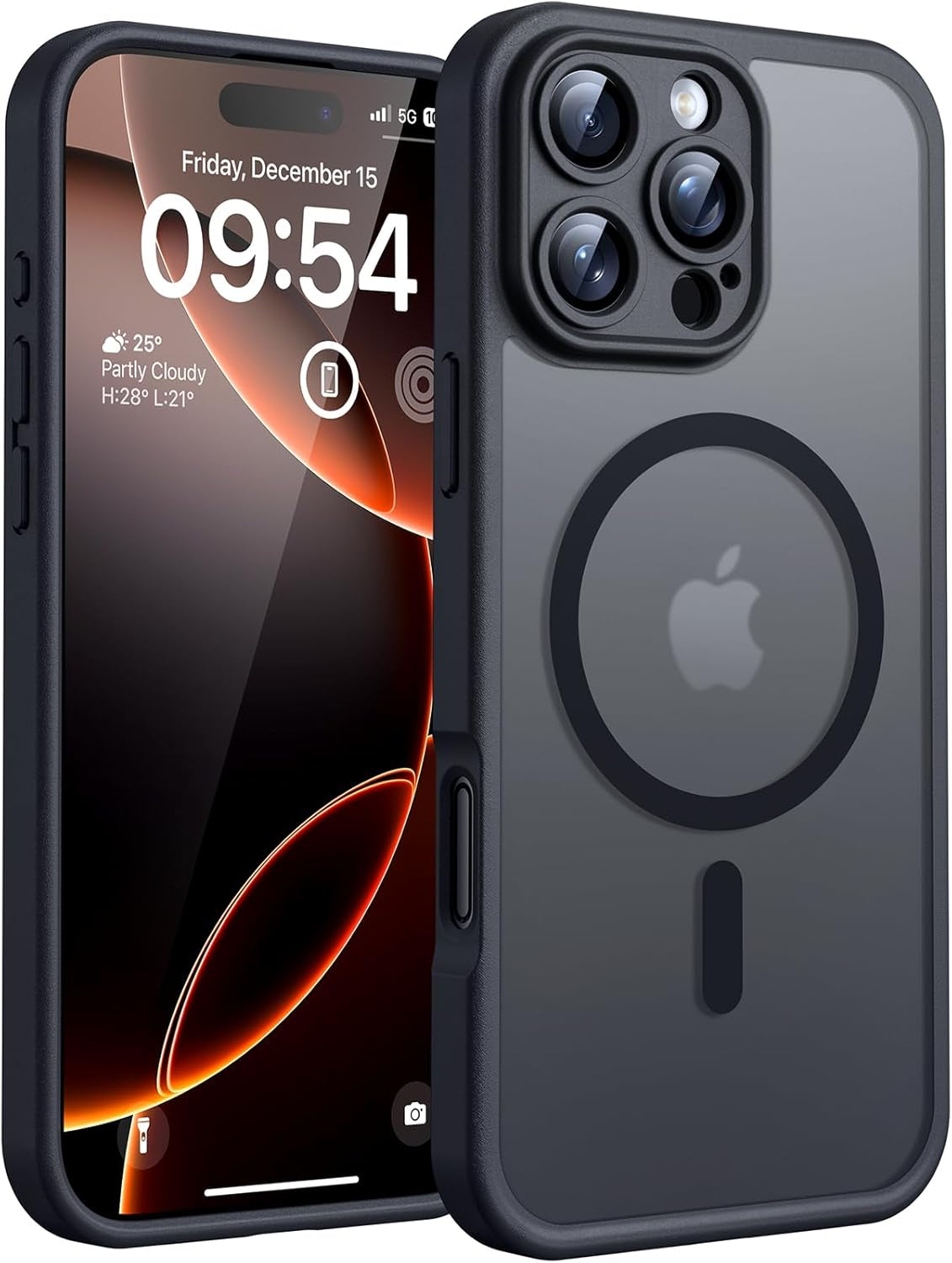 TOCOL for Iphone 17 Pro Case, Compatible with Magsafe, Full Camera Protection, Built-In Magnetic Ring, Drop Protection, Translucent Matte Phone Case for Iphone 17 Pro 6.3 Inch (Black)