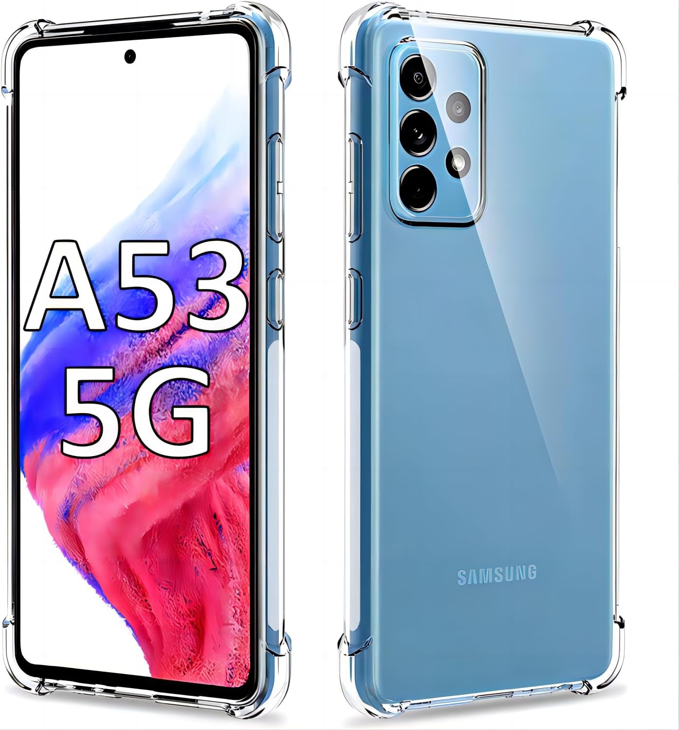 Case for Samsung Galaxy A53 5G Clear TPU Four Corners Protective Cover Transparent Soft