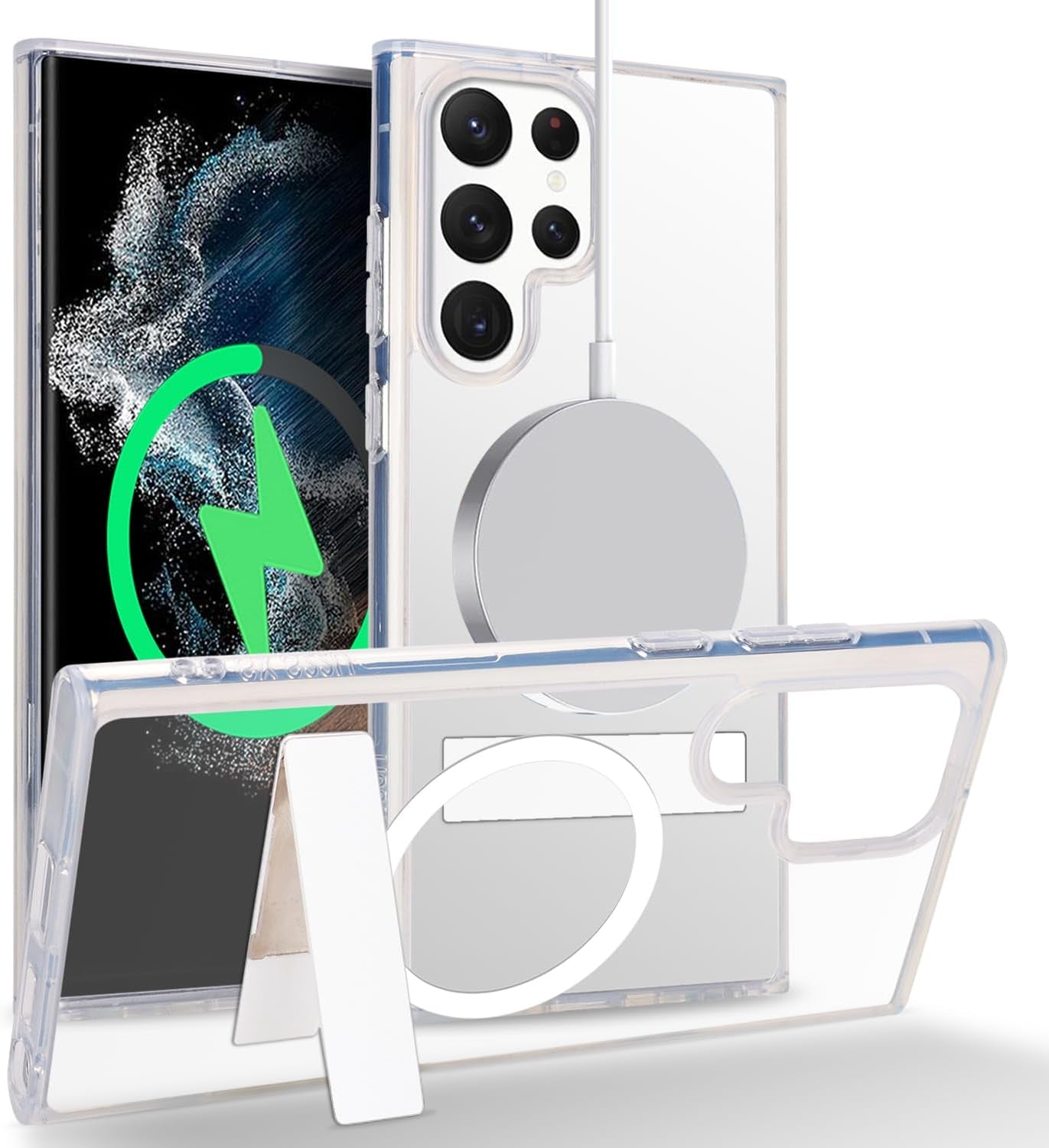 Cavor for Samsung Galaxy S22 Ultra Magsafe Case,S22 Ultra Case with Kickstand, Magnetic Case for Samsung S22 Ultra Phone Case, Full-Body Shockproof Slim Case for Women Men-Black