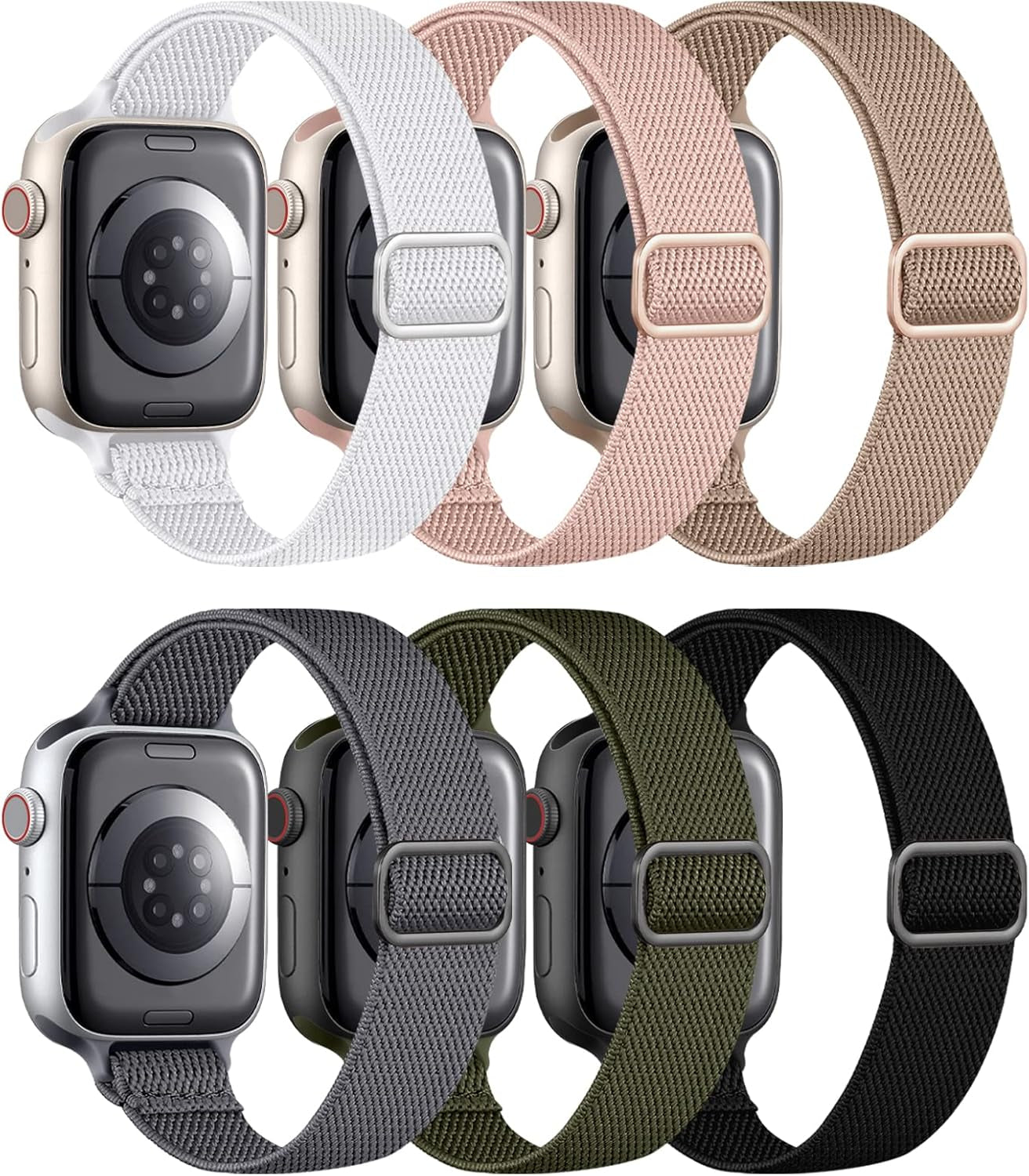 Charlam Stretchy Band Compatible with Apple Watch Bands 40Mm 41Mm 38Mm Womens, Cute Thin Elastic Nylon Braided Comfortable Replacement Slim Wristbands for Iwatch SE Series 8 7 6 5 4 3 2 1, (Package B)