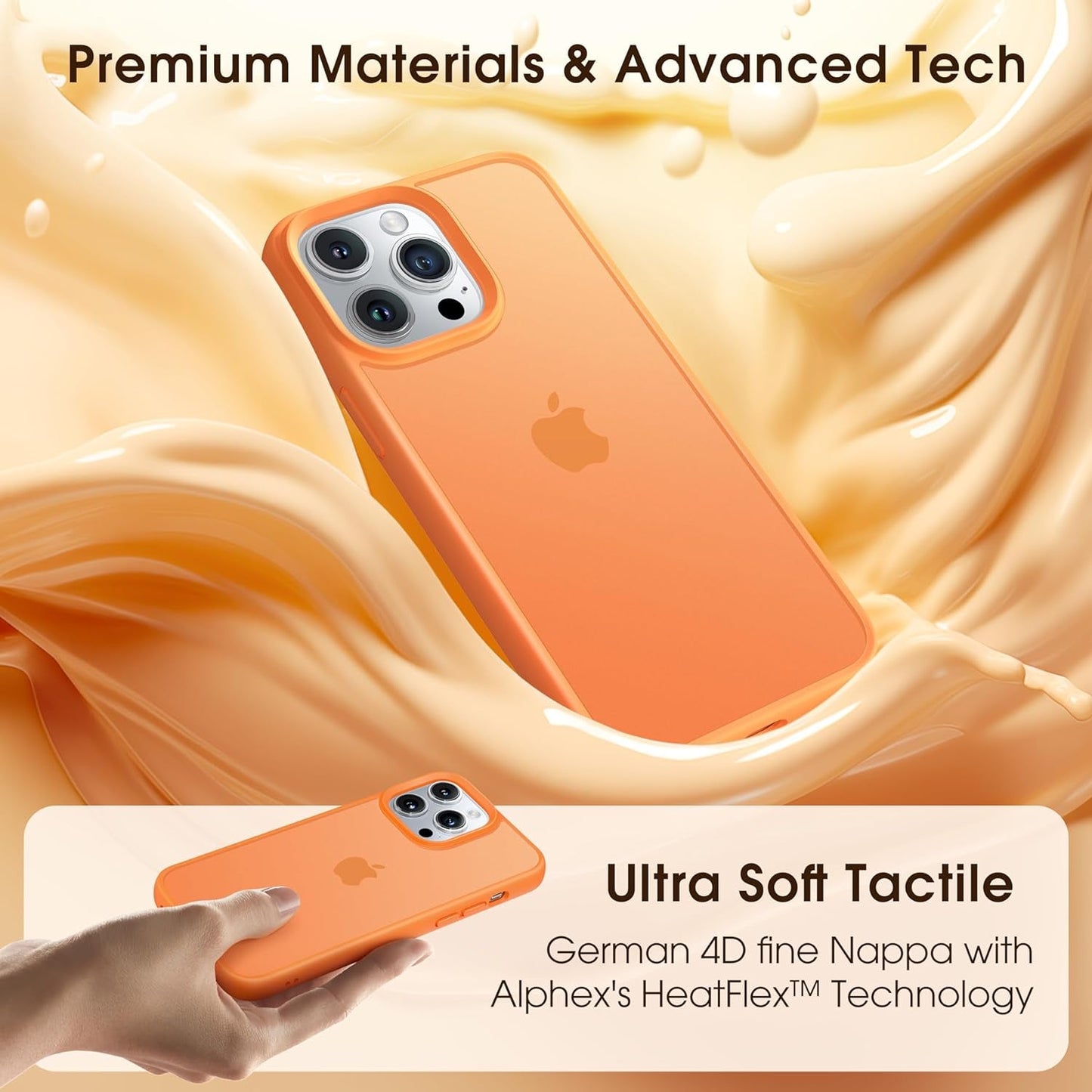 Alphex Colored Transluscent for Iphone 14 Pro Case, Sleek Cute Retro Design, German Quality Standard Certified, 12FT Military-Grade Protection, Slim Matte Hard Back Case 6.1-Inch, Orange  Alphex   