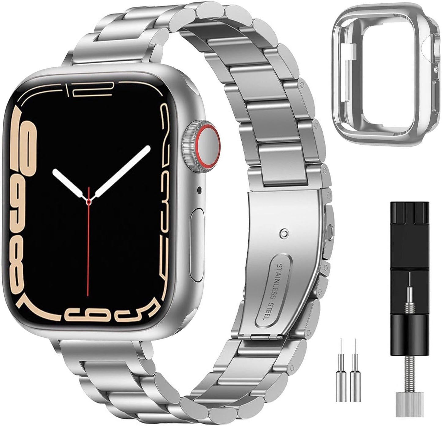 BOTOMALL Compatible with Apple Watch Band 49Mm 45Mm 44Mm 42Mm 41Mm 40Mm 38Mm, Slim Stainless Steel Metal Strap for Iwatch Series 9 8 7 6 5 4 SE 3 2 1 Women Men