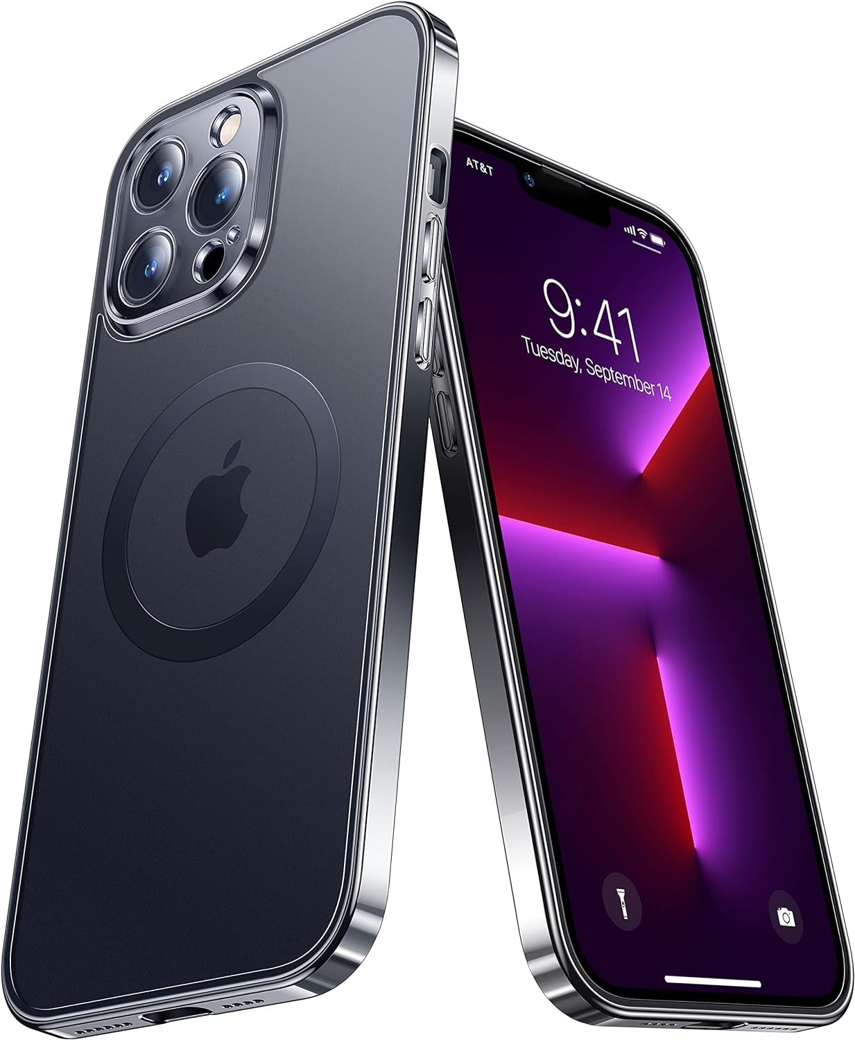 Alphex Polished Titanium for Magsafe Iphone 14 Pro Case, [12FT Military Grade Shockproof] Official Color Match for Iphone, Matte Back, Shockproof Bumper, Magnetic Phone Cover 6.1 Inch, Silver  Alphex   