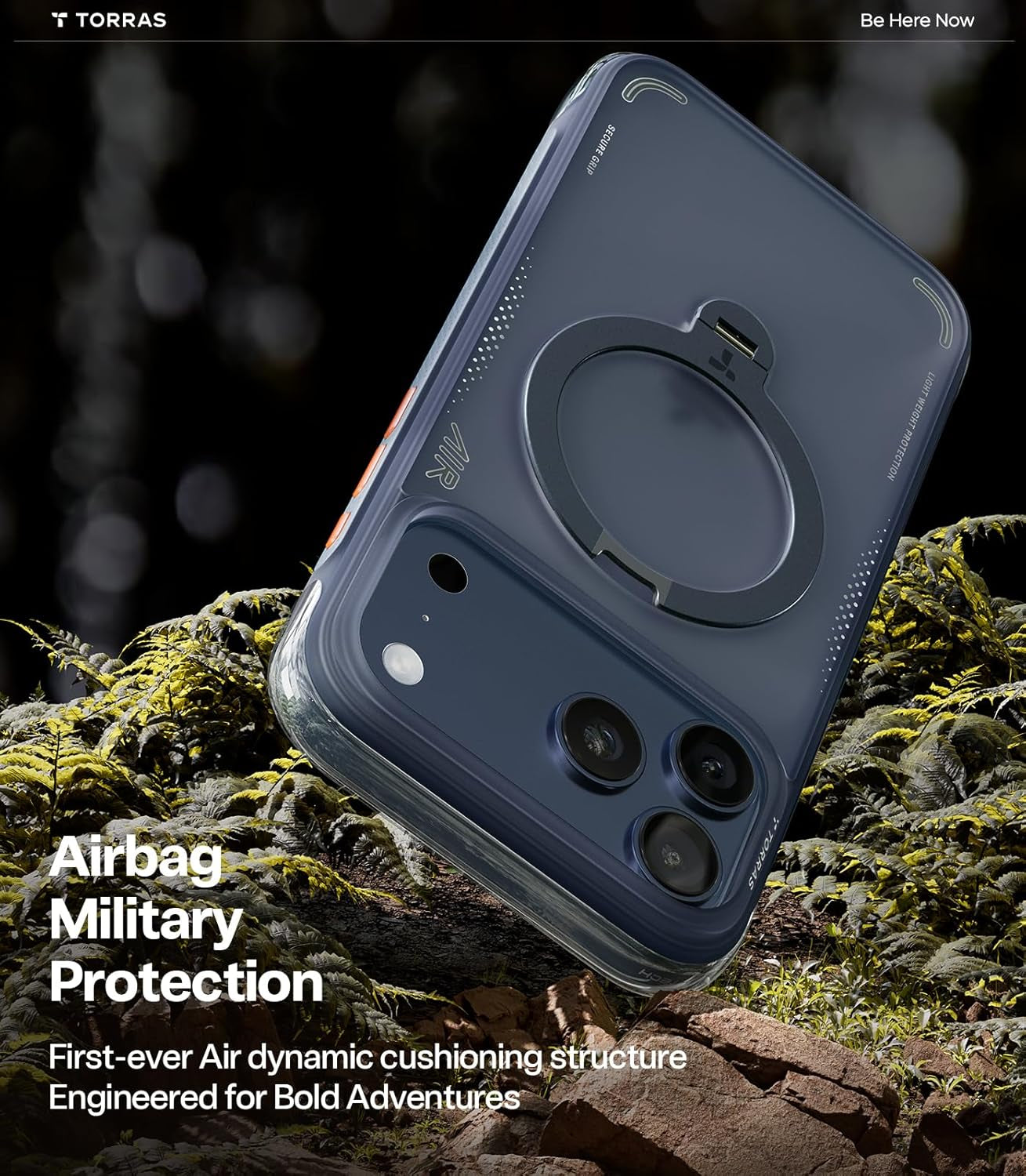 TORRAS Ostand Q3 Air for Iphone 17 Pro Max Case with 360 Magnetic Stand, Fit for Magsafe, Mil-Grade Drop Tested, Camera Control Button, Shockproof Phone Case for Iphone 17 Pro Max 6.9", Midnight Blue