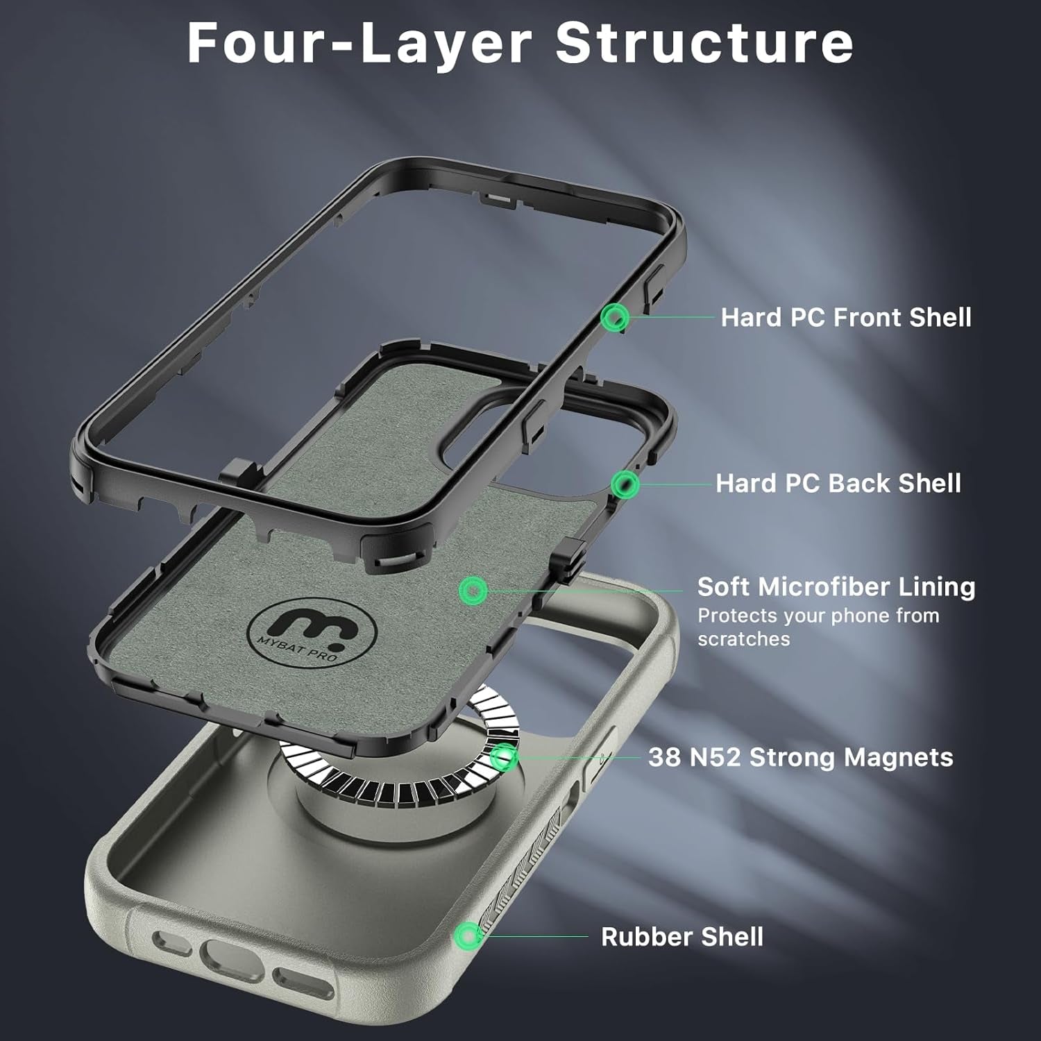 MYBAT PRO Maverick Series Iphone 15 Pro Max Case with Belt Clip Holster, with Screen Protector,Anti-Drop,Shockproof,360°Rotating Kickstand,Heavy Duty Protection Natural Titanium  Valor Communication, Inc.   