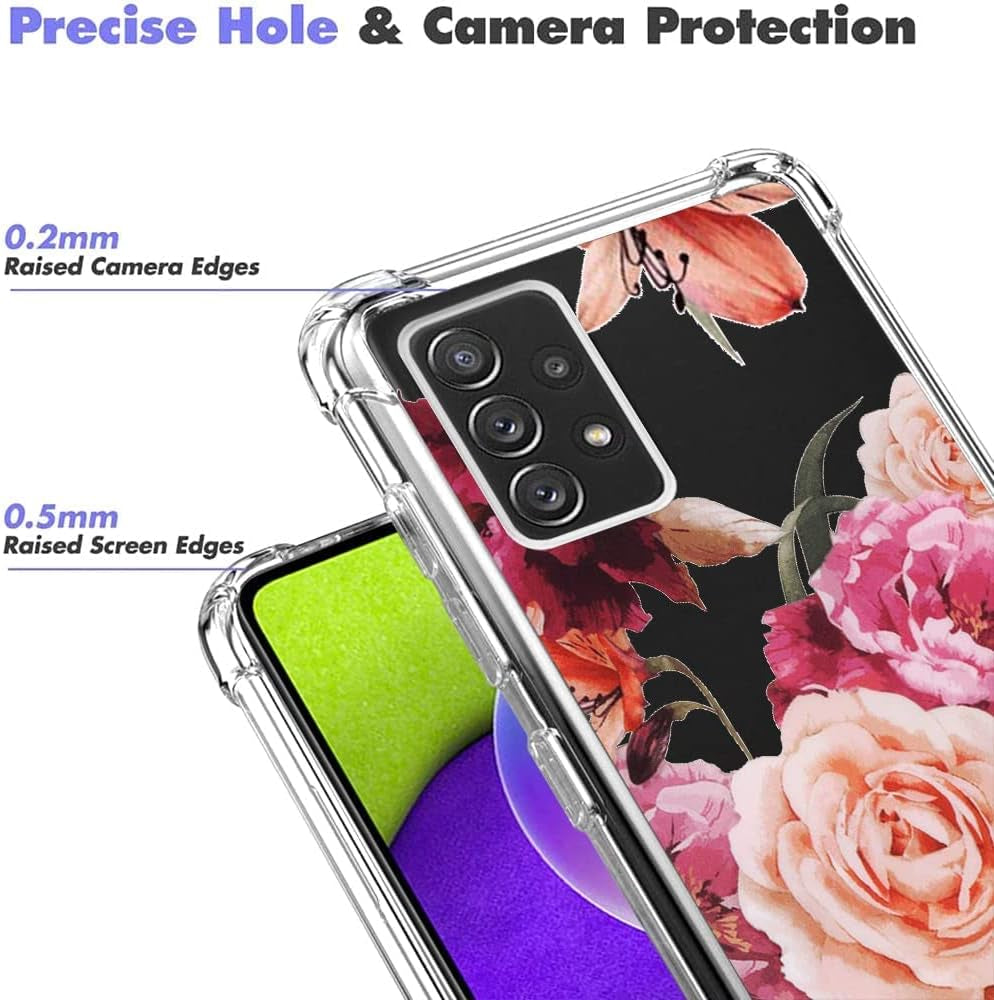 (3-Pack) for Samsung Galaxy A53 5G Case, Soft Clear TPU [Scratch-Resistant] Drop Silicone Bumper Protection Shockproof Phone Case Cover for Samsung Galaxy A53 5G,Flower