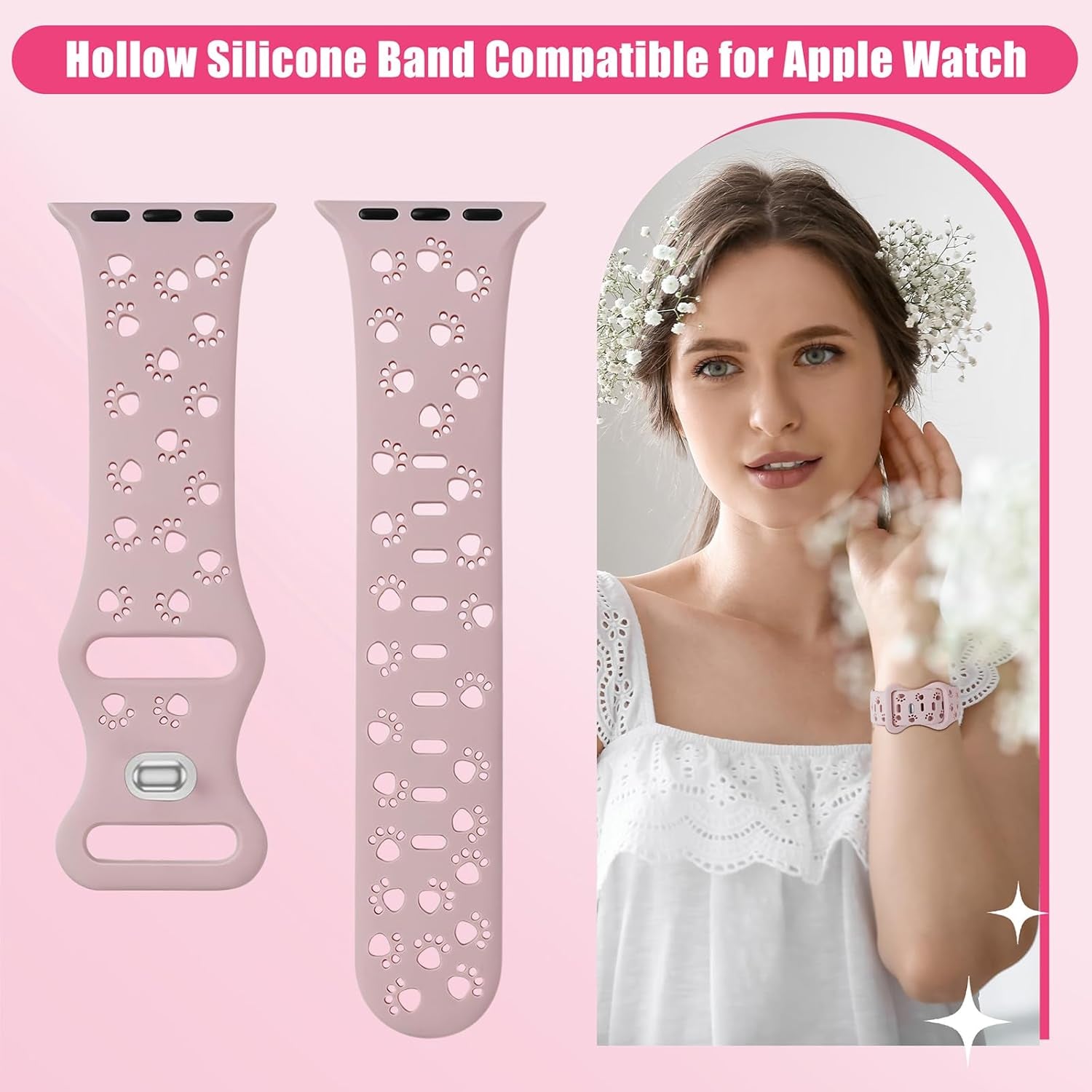 4 Pack Silicone Bands Compatible with Apple Watch Band 38Mm 40Mm 41Mm 42Mm 44Mm 45Mm 49Mm, Hollow-Out Design Wristbands Soft Sport Breathable Watch Bands for Iphone Iwatch Ultra SE Series 9 8 7 6 5 4 3 2 1