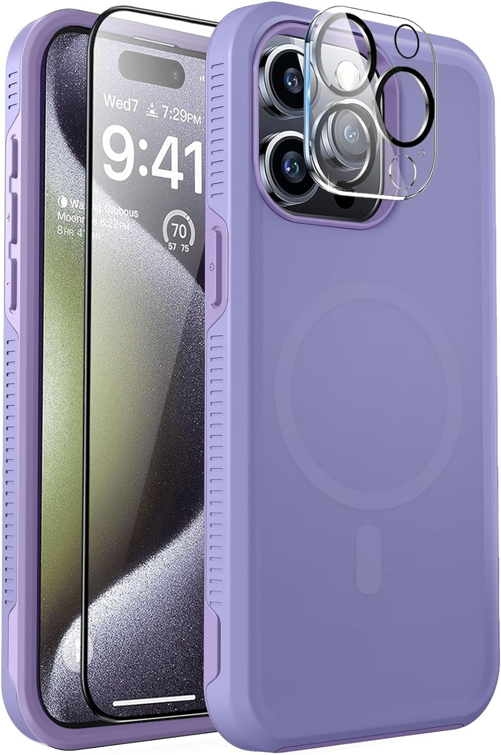 Bosskiss Ultra Strong Magnetic for Iphone 15 Pro Case, [Compatible with Magsafe] [Glass Screen + Camera Protector] Slim Translucent Matte Shockproof Case for Iphone 15 Pro Case 6.1 Inch, Black  BossKiss   