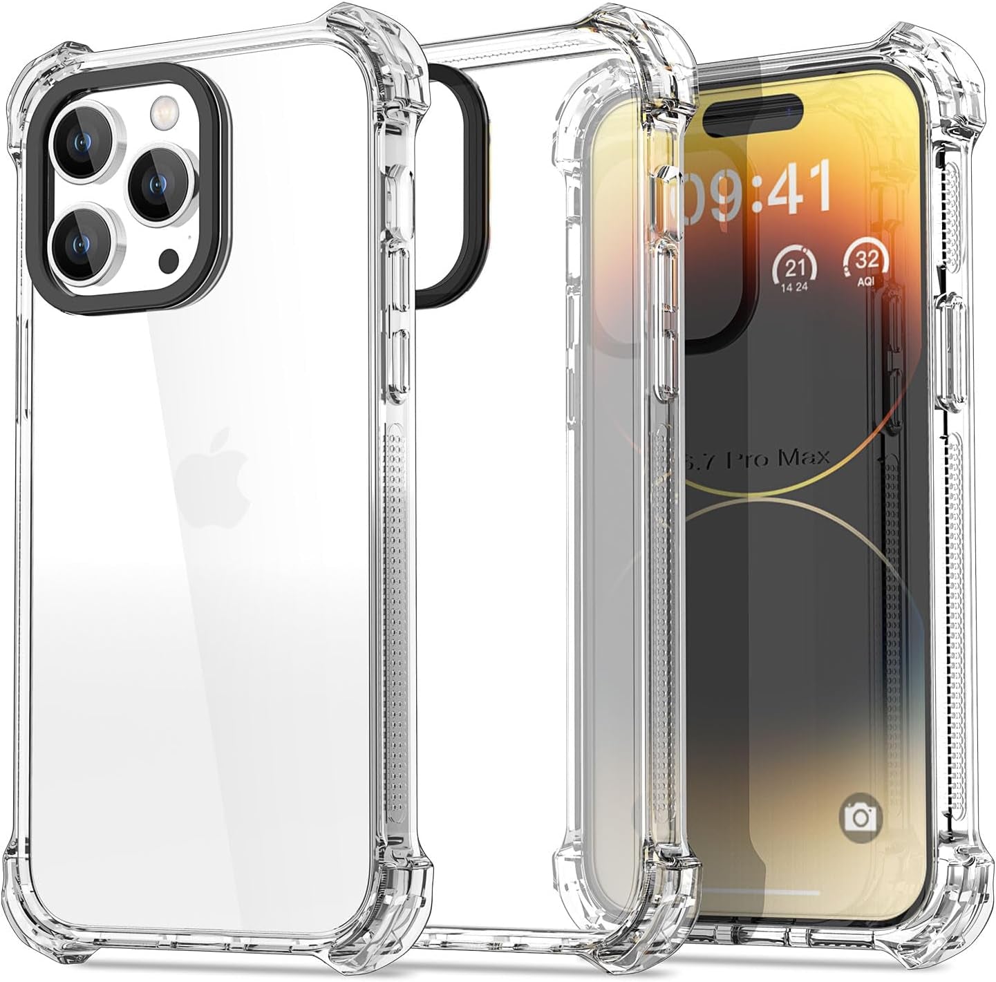 Aicase Clear Blue Bounce Case Compatible with Iphone 15 Plus, Impact Shockproof [Non-Yellowing] [21.3 FT Military Drop Protection] Anti-Scratch Protective Cell Phone Cover  AICase Clear 14 Pro Max 