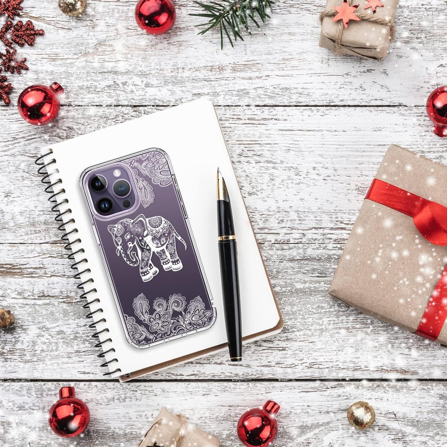 Bicol Compatible with Iphone 15 Pro Case,Crystal Clear Cover with Fashionable Designs for Girls Women,Slim Fit Shockproof Protective Acrylic Phone Case 6.1 Inch,Beautiful Elephant  bicol   