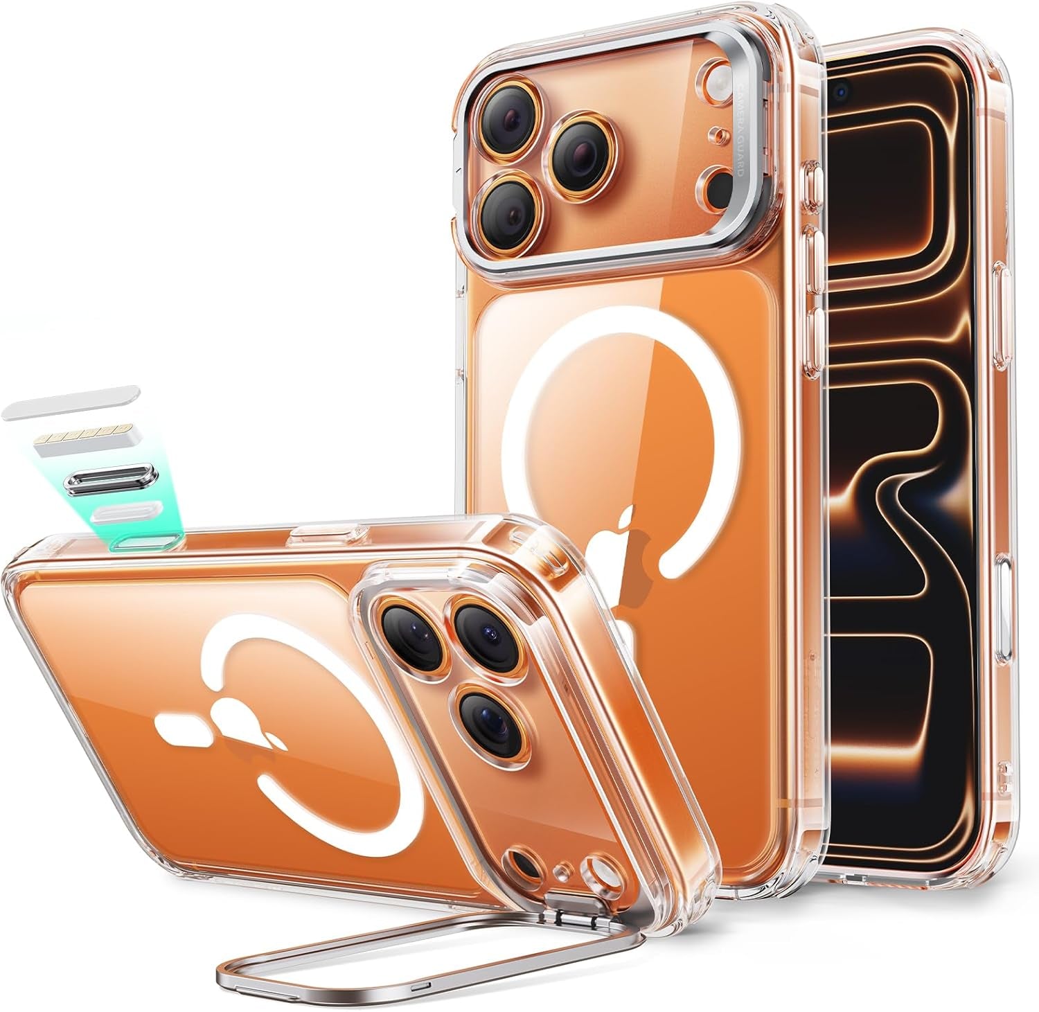 ESR for Iphone 17 Pro Max Case with Stash Stand, Camera Control Cover Compatible with Magsafe, Military-Grade Drop Protection Phone Case for Iphone 17 Pro Max, Scratch-Resistant Back Cover, Clear