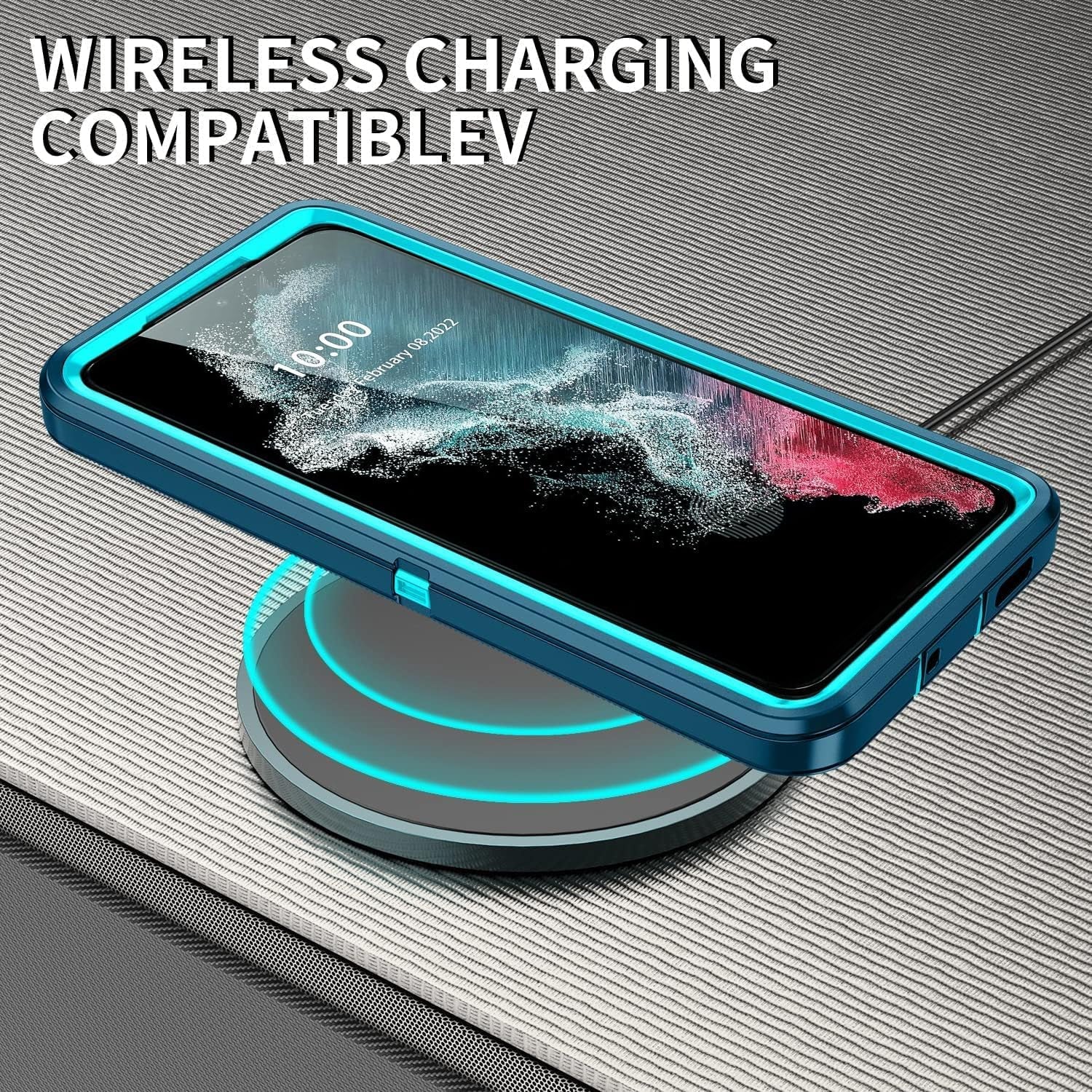 For Galaxy S22 Case,Heavy Duty Shockproof Dust/Drop Poof 3 Layers Full Bady Protection Rugged Cover Case for Galaxy S22,Turquoise