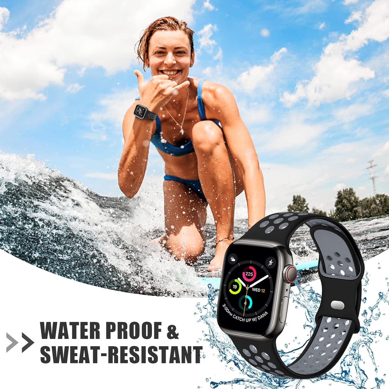 EOMTAM 5 Pack Sport Bands Compatible for Apple Watch 49Mm 45Mm 44Mm 42Mm 41Mm 40Mm 38Mm Men Women, Breathable Silicone Soft Replacement Strap Wristband for Iwatch Series Ultra 8 SE 7 6 5 4 3