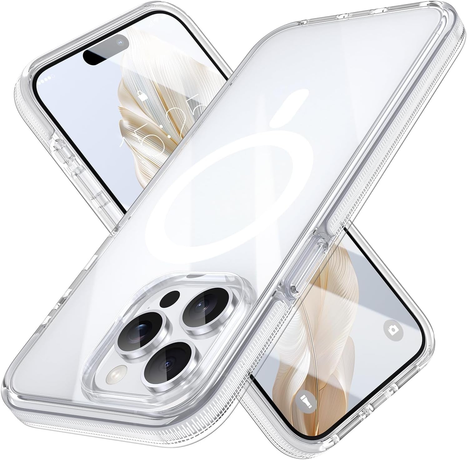MILPROX Compatible with Iphone 15 Pro Max Case - Compatible with Magsafe - Magnetic Clear Trasparent Design - Non-Yellowing Anti-Slip - Shockproof Bumper Phone Cover - White  MILPROX   
