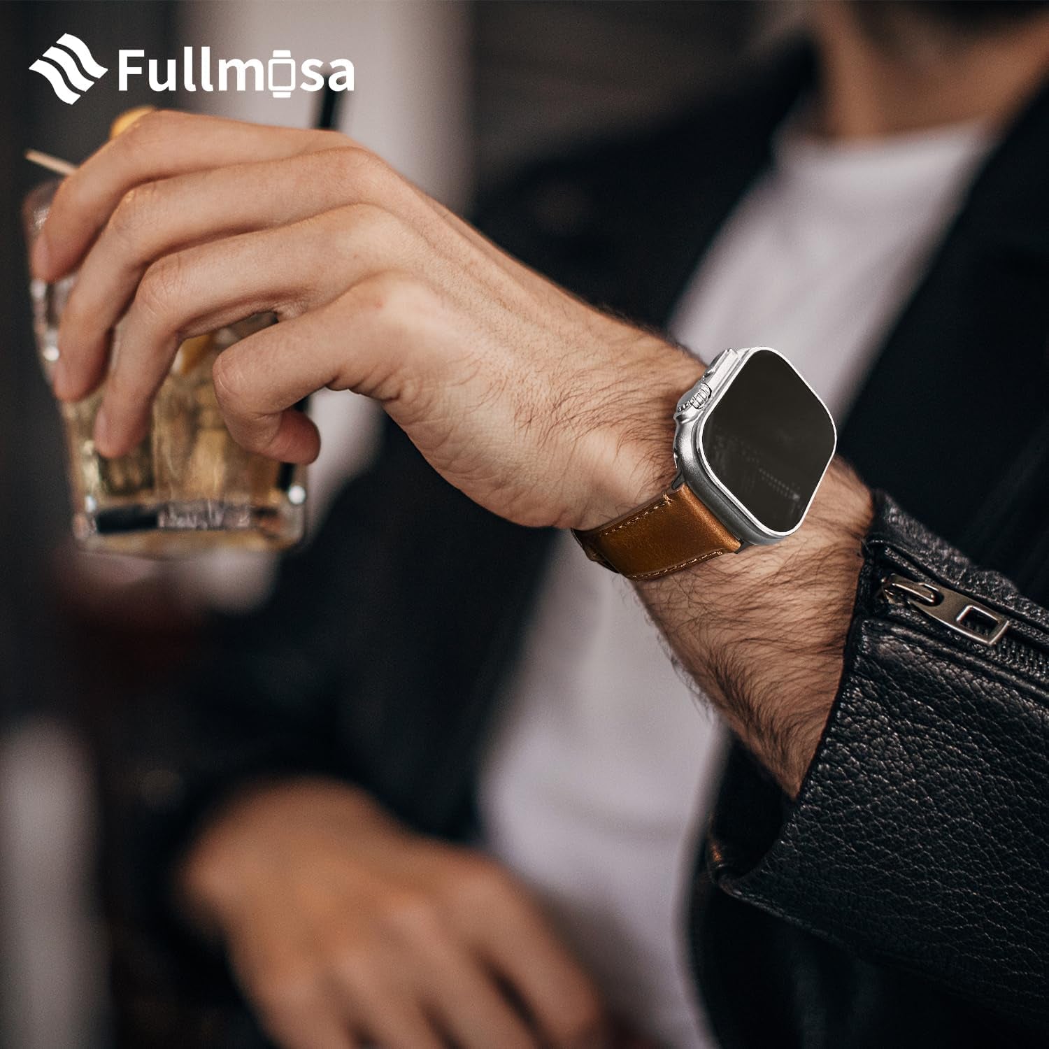 Fullmosa Retro Leather Bands Compatible with Apple Watch 38Mm 40Mm 41Mm for Men Women, Top Grain Real Leather Strap for Iwatch Series 9/8/7/6/5/4/3/2/1/SE/SE2, Brown+Black Buckle