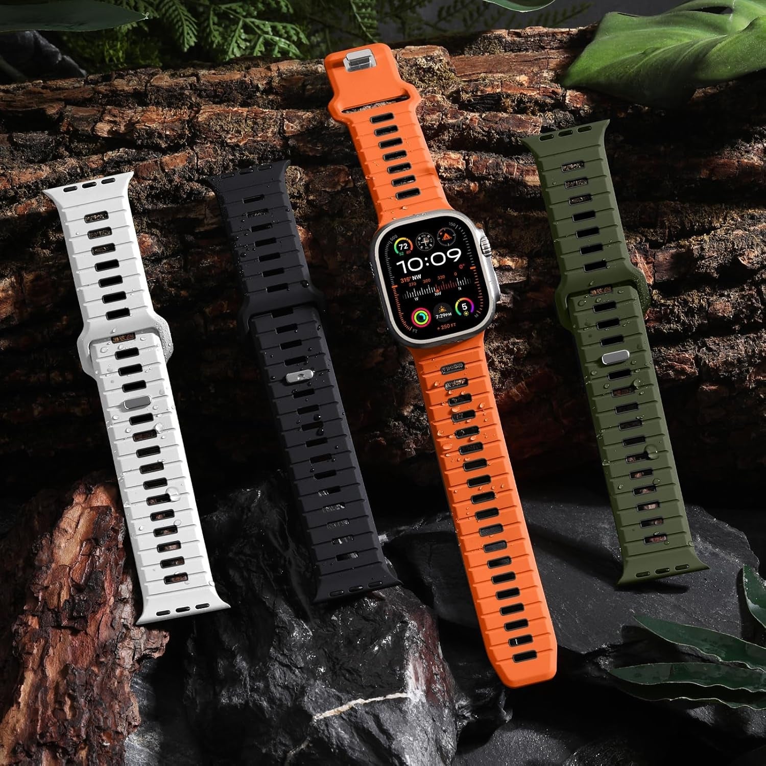 4Pack Sport Bands Compatible with Apple Watch Ultra 2/Ultra Band,Compatible with Apple Watch Bands for Men 49Mm 45Mm 44Mm 42Mm,Silicone Replacement Strap for Iwatch Series 9 8 7 6 5 4-1 SE