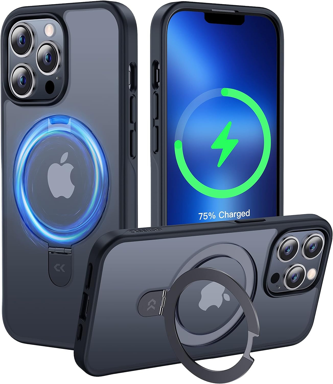 CASEKOO for Iphone 14 Pro Case with Magnetic Ring Stand [Military Drop Protection] [Compatible with Magsafe] Shockproof Slim Translucent Matte Phone Cases 6.1 Inch 2022, Purple  CASEKOO Black For Iphone 13 Pro Max 