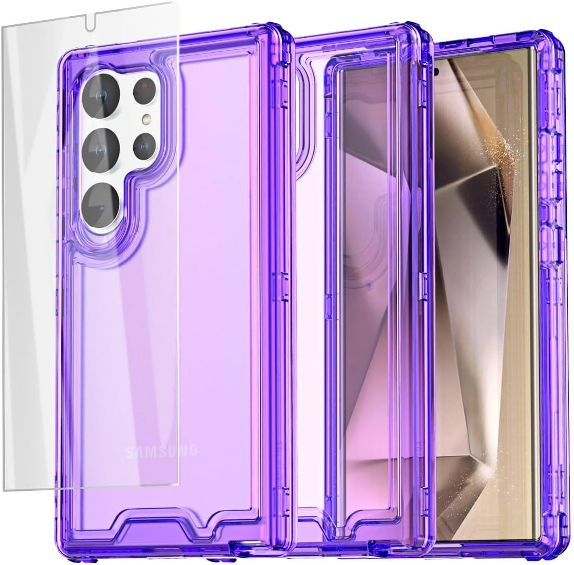 Aicase for Samsung Galaxy S24 Ultra Case with Glass Screen Protector,Heavy Duty Drop Protection Full Body Rugged Shockproof Military Protective Tough Durable Cover for Galaxy S24 Ultra 6.8" 5G 2024_1