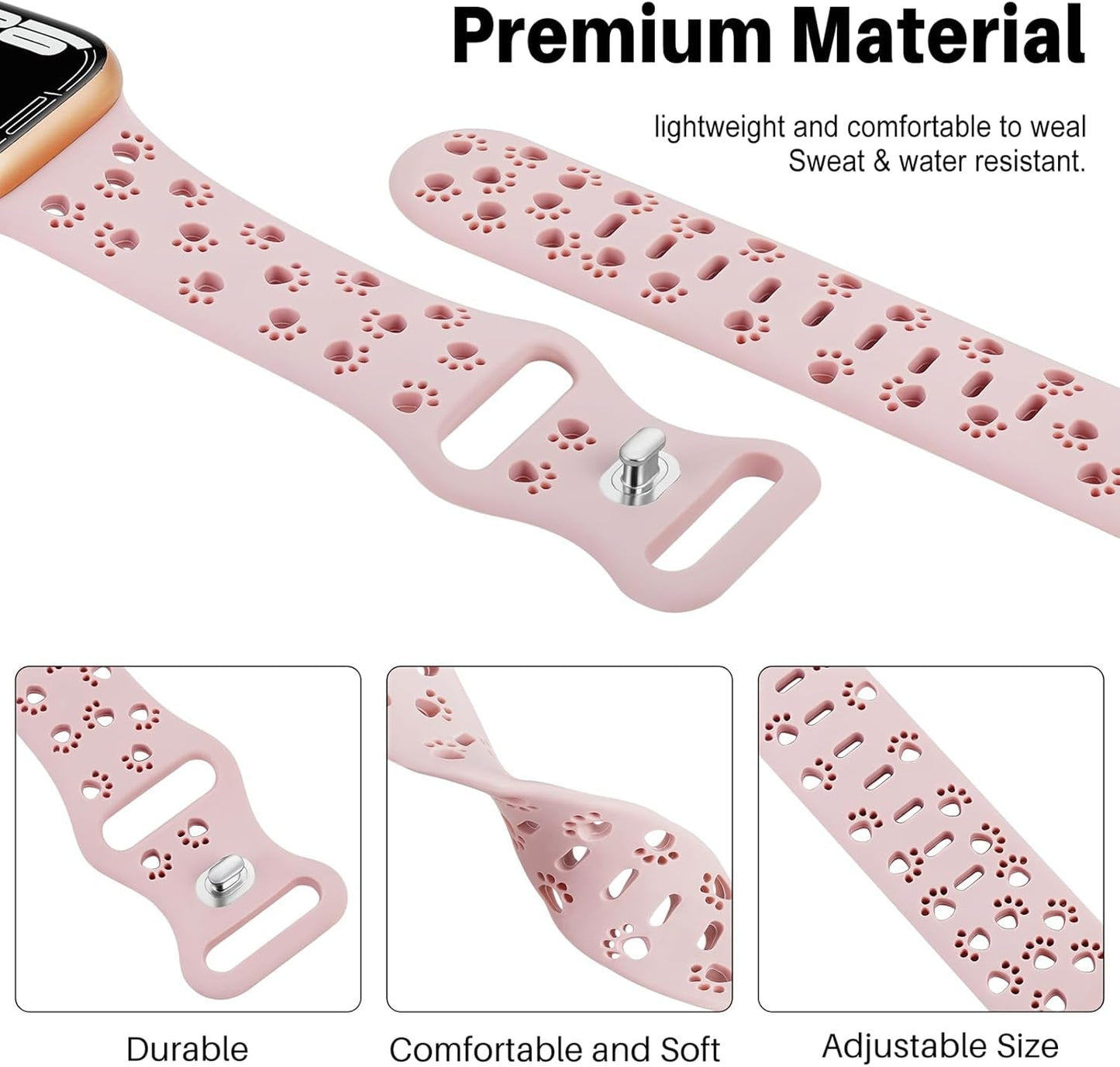 4 Pack Silicone Bands Compatible with Apple Watch Band 38Mm 40Mm 41Mm 42Mm 44Mm 45Mm 49Mm, Hollow-Out Design Wristbands Soft Sport Breathable Watch Bands for Iphone Iwatch Ultra SE Series 9 8 7 6 5 4 3 2 1