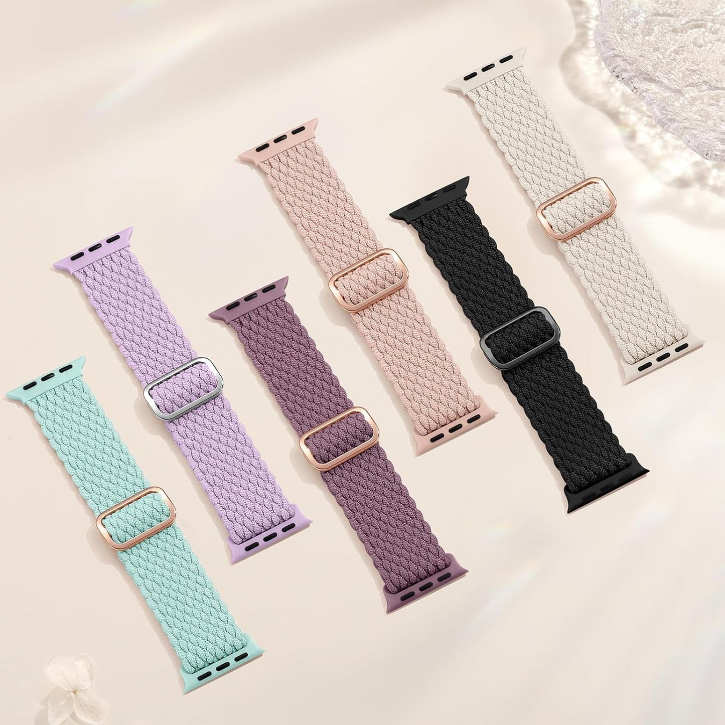 Braided Bands Compatible with Apple Watch Band 38Mm 40Mm 41Mm 42Mm 44Mm 45Mm 49Mm Women Men, Adjustable Stretchy Soft Nylon Strap for Iwatch Series 9 8 7 6 5 4 3 2 1 SE Ultra/Ultra 2