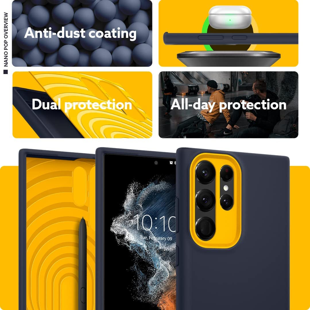 Caseology Nano Pop Silicone Case Compatible with Samsung Galaxy S22 Ultra Case 5G (2022) - Blueberry Navy