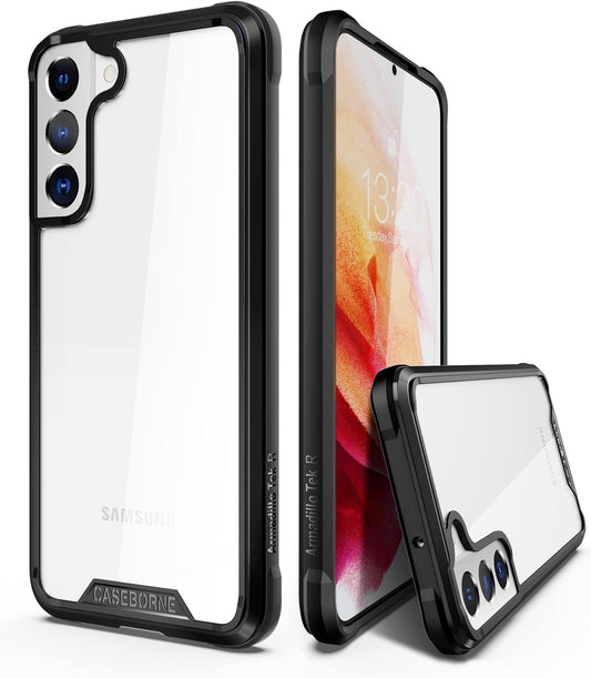 Caseborne R Compatible with Samsung Galaxy S22+Plus 5G Case - Shockproof Protective Clear, Military Grade 12Ft Drop Tested, Durable Aluminum Frame, Anti-Yellowing Technology - Black