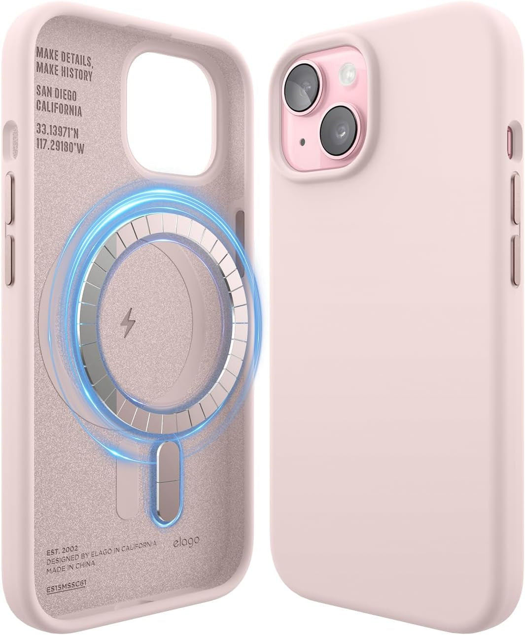 Elago Magnetic Silicone Case Compatible with Iphone 15 Pro Case 6.1 Inch Compatible with All Magsafe Accessories - Built-In Magnets, Soft Grip Silicone, Shockproof (Brown)  elago   