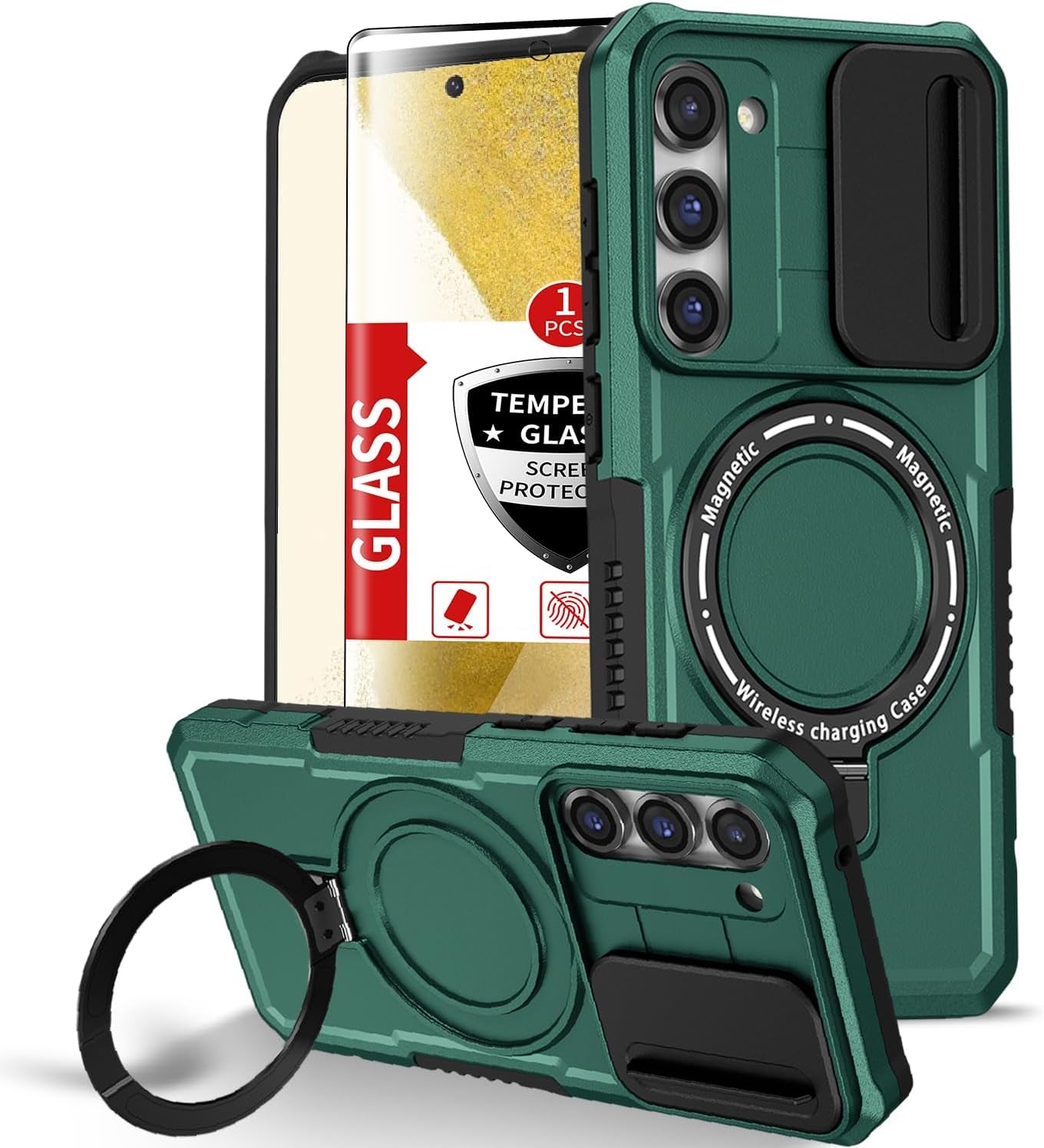 For Samsung Galaxy S21 Ultra Case Compatible with Magsafe Galaxy S21 Ultra Case Magnetic,With Screen Protector,With Magnetic Stand&Camera Cover Protection Shockproof Galaxy S21Ultra Case Blue