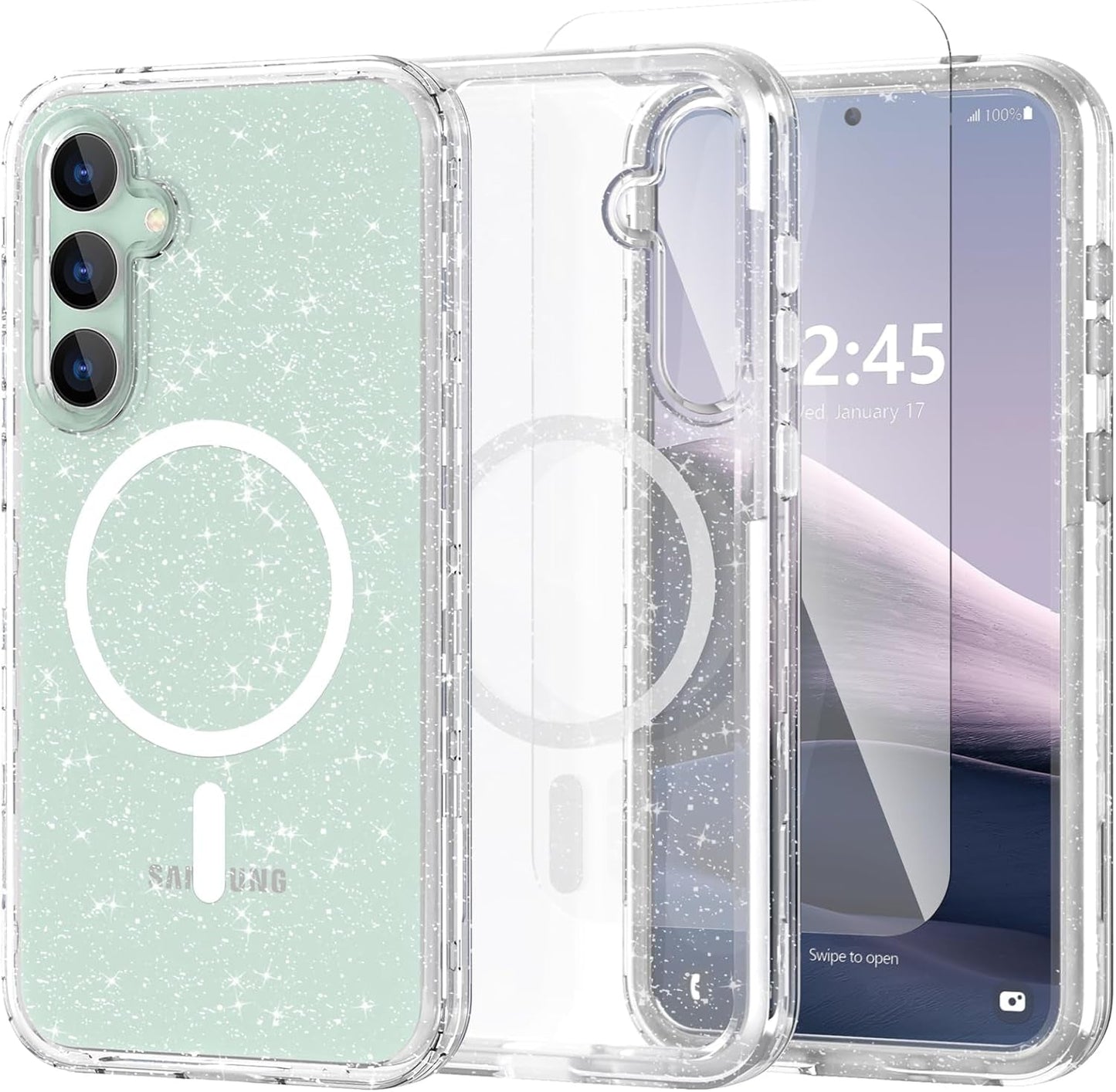 ACKETBOX for Samsung Galaxy S23 FE Case,Glitter Clear Case S23 Fe,Shockproof Bumper Protective Phone Cover,Designed for Samsung S23 FE 5G 6.4"(Clear Bling)