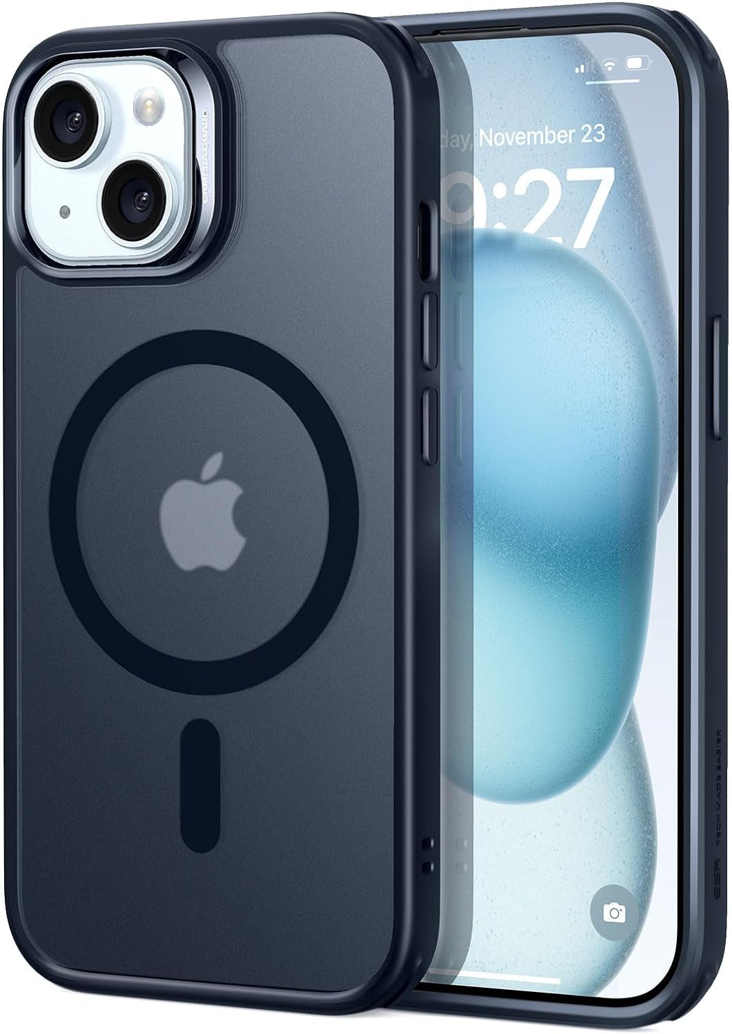 ESR for Iphone 14 Case/Iphone 13 Case, Compatible with Magsafe, Shockproof Military-Grade Protection, Air-Guard Corners, Magnetic Phone Case for Iphone 14/13, Air Armor Magnetic Case (Halolock),Black  Electronic Silk Road Corp   