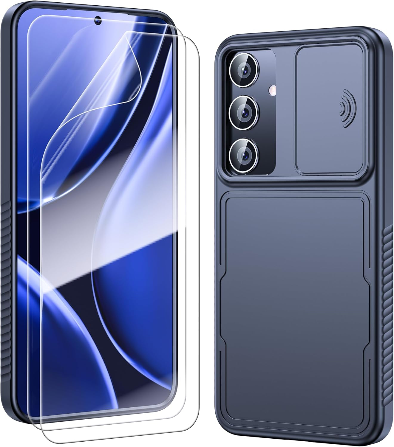 3 in 1 Magnetic for Samsung Galaxy S24 plus Case with Slide Camera Cover [2X Screen Protectors] [Mil-Grade Shockproof] Slim Phone Case for S24 plus Case 6.7" Black