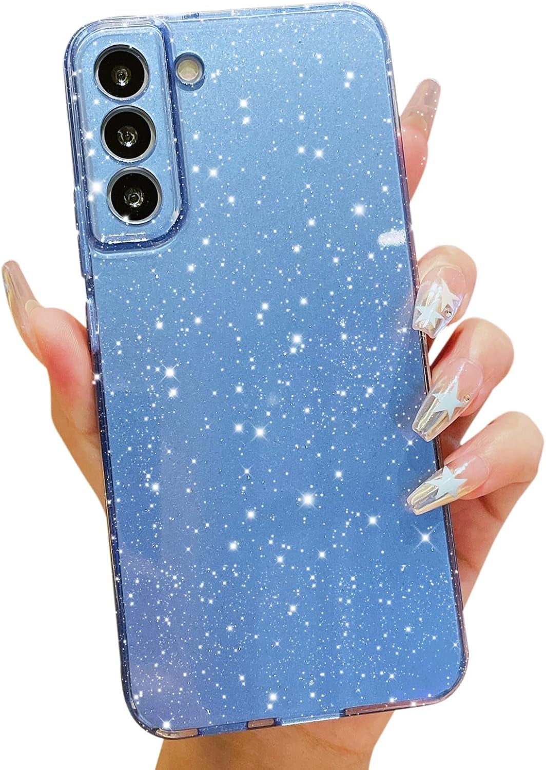 Cute Glitter Case for Samsung Galaxy S22 plus Case S22+ (6.6 Inch), Neon Bright Sparkly Bling Soft Silicone Phone Cover for Women Girls (Hot Pink)