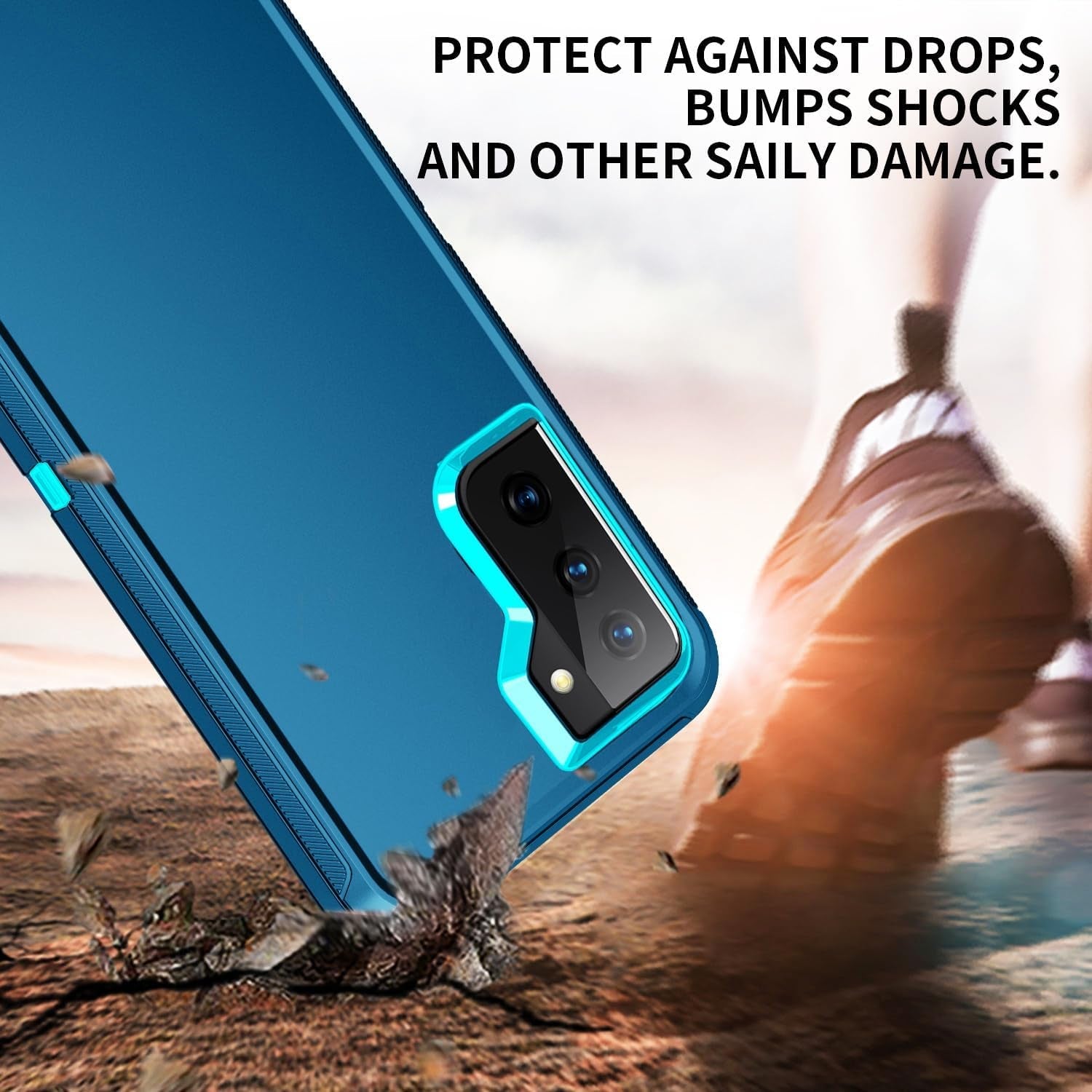 For Galaxy S22 Case,Heavy Duty Shockproof Dust/Drop Poof 3 Layers Full Bady Protection Rugged Cover Case for Galaxy S22,Turquoise