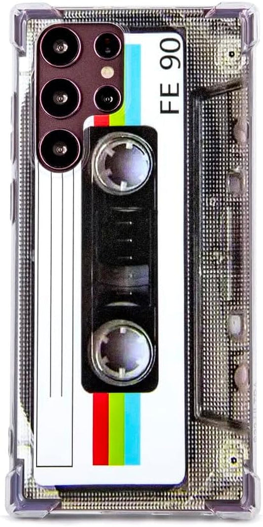 Fateamll Case for Galaxy S22 Ultra, Shockproof Scratchproof with TPU Soft Bumper Retro Cassette Tape Case Compatible with Samsung Galaxy S22 Ultra