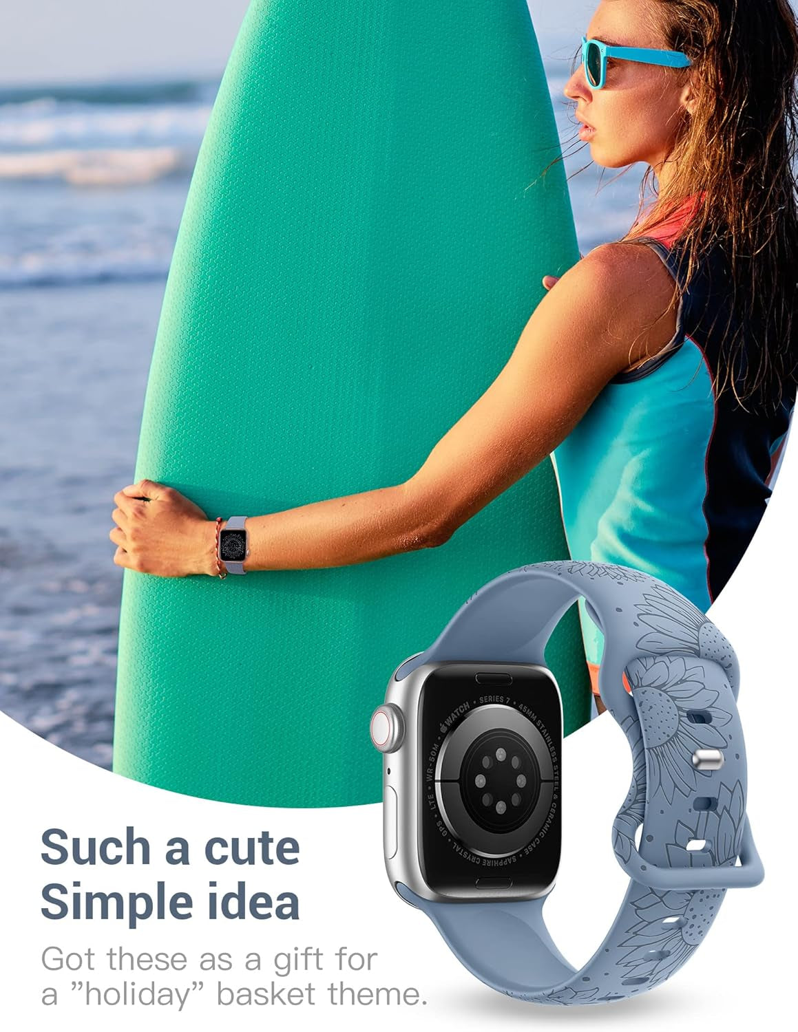 3 Packs Sunflower Engraved Bands Compatible with Apple Watch Bands 45Mm 44Mm 42Mm 49Mm Women Girls, Boho Floral Fancy Fashion Sport Silicone Flower Straps for Iwatch Series 9/Ultra/Se/8/7/6/5/4/3/2/1