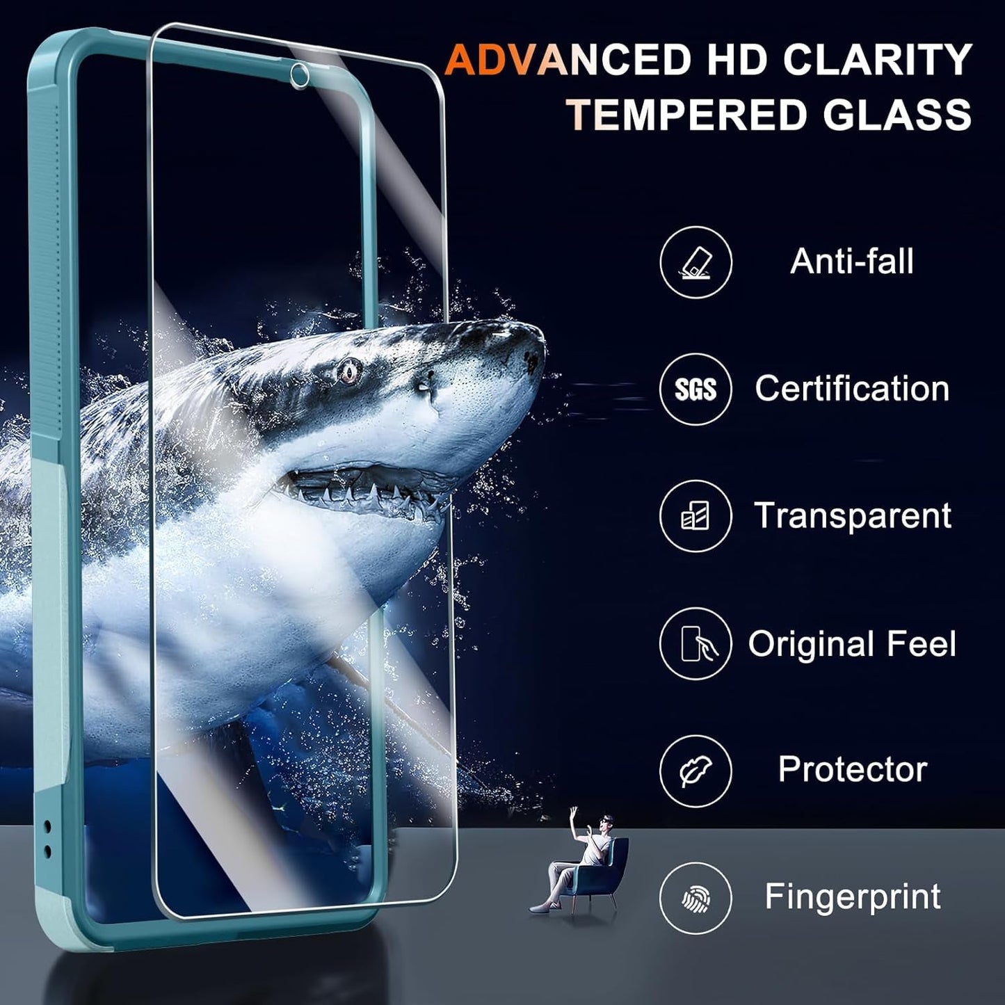 For Samsung Galaxy S22 Case, Full Body Heavy Duty Rugged Shockproof Protective Phone Cover with Lanyard Strap, Tempered Glass Screen Protector and Camera Lens Cover, Mint Green