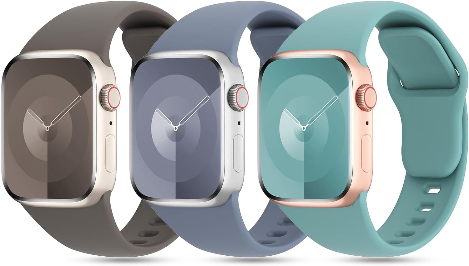 3 Pack Patented Sport Silicone Compatible with Apple Watch Band 41Mm 40Mm 38Mm 45Mm 44Mm 42Mm 49Mm Women Men, Soft Wristbands Waterproof Strap for Iwatch Bands Series 9 8 7 6 5 4 3 2 1 SE Ultra