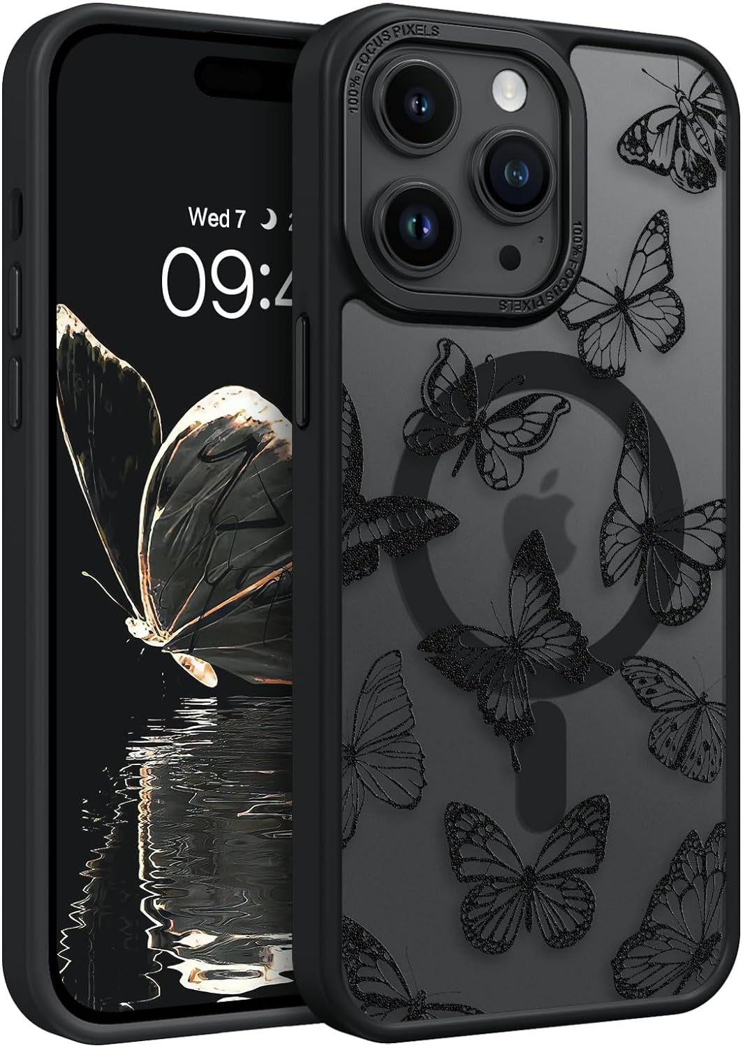 BENTOBEN for Iphone 14 Pro Case,Cute Butterfly Pattern Iphone 14 Pro Magnetic Case [Compatible with Magsafe] Translucent Matte Slim Women Girl Protective Cover Case for Iphone 14 Pro 6.1",Black  BENTOBEN   