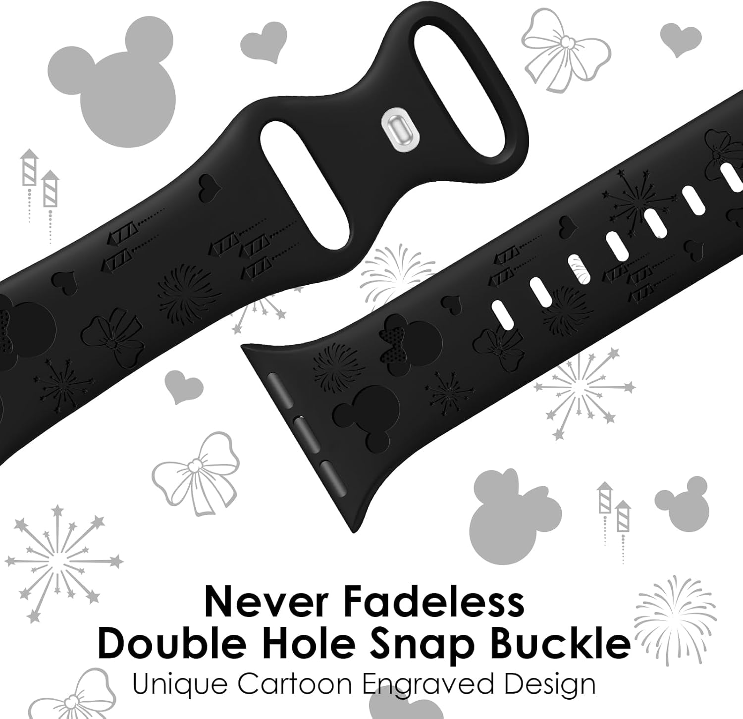 4 Pack Cartoon Engraved Bands Compatible with Apple Watch Band 40Mm 41Mm 38Mm 42Mm 44Mm 45Mm 49Mm Women,Soft Silicone Cute Designer Strap for Iwatch Bands Series SE 8 6 5 4 3 2 1 Ultra