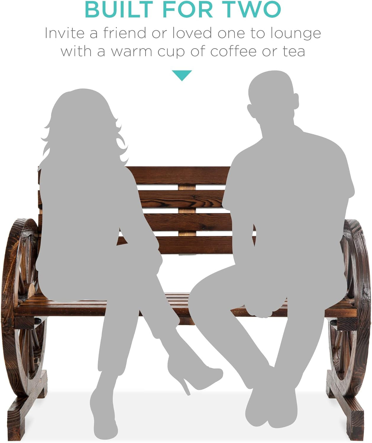 Best Choice Products 2-Person Wooden Wagon Wheel Bench for Backyard, Patio, Porch, Garden, Outdoor Lounge Furniture W/Rustic Country Design, Slatted Seat and Backrest - Brown  Best Choice Products   