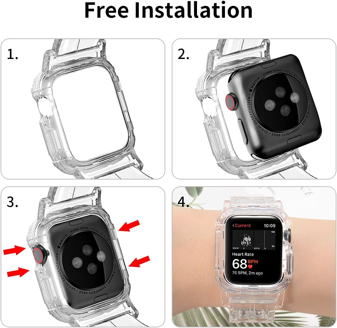 Compatible for Apple Watch Band 45Mm 44Mm 42Mm with Bumper Case - Sports Men Women Bands for Iwatch Series 6 5 4 3 2 1 SE, TPU Rugged Sports Band with Full Protection Case for Girl/Women…