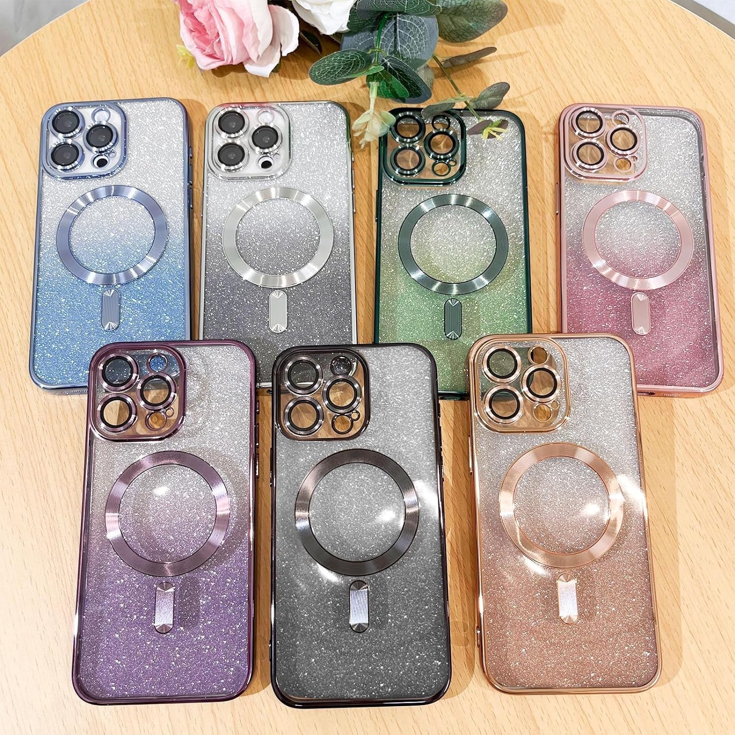 Illians Case for Iphone 14 Pro Max (Compatible with Magsafe) Camera Lens Protector Glitter Bling Plating Case Shockproof Protection Anti-Scratch Iphone 14 Pro Max Case for Women Men - Blue  Illians   