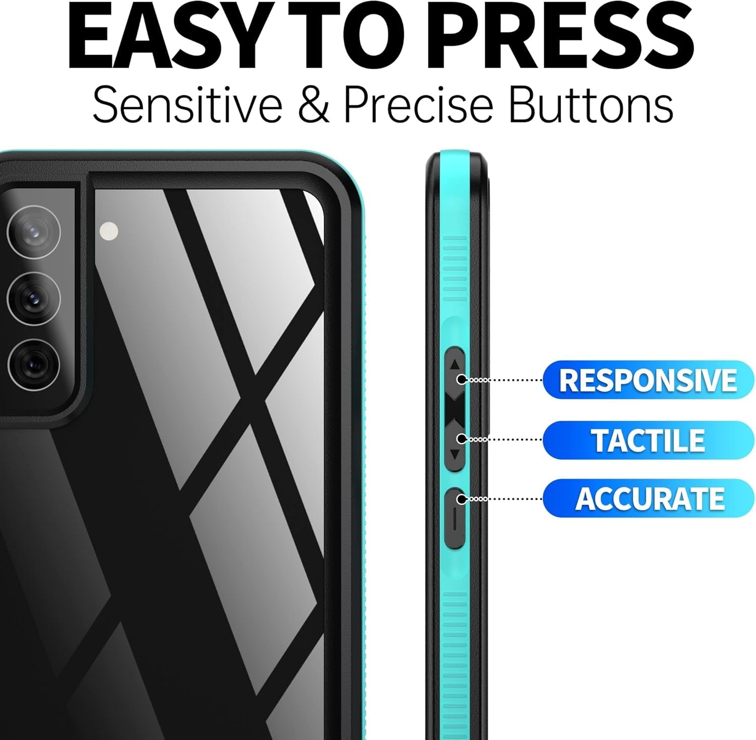 BEASTEK Waterproof Case for Samsung Galaxy S22 Plus, TRE Series, IP68 Shockproof Case with Built-In Screen Protector Full Body Protective Cover, Galaxy S22 plus 6.6 Inch (Teal/Clear)