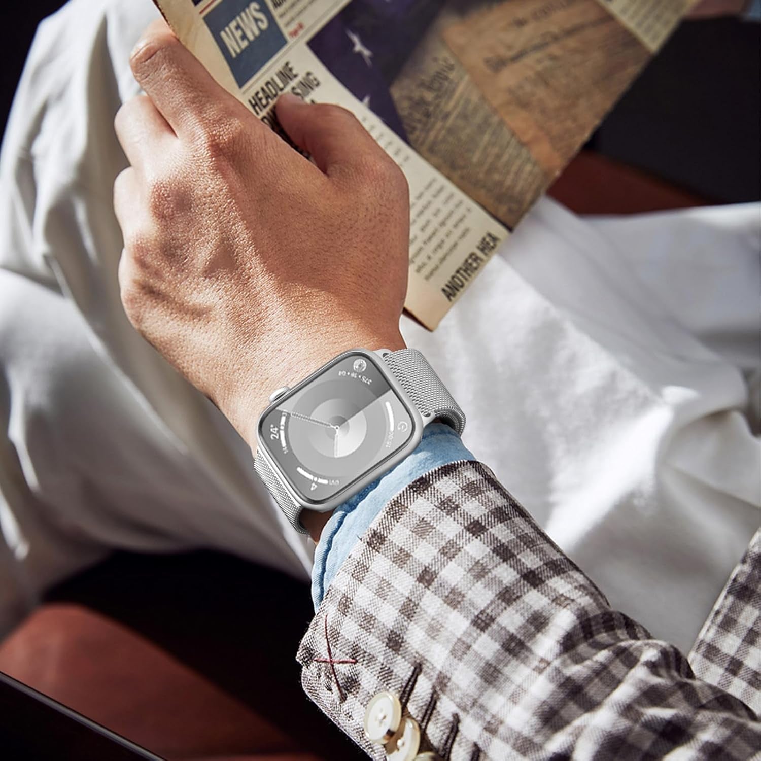 DYKEISS 3 Pack Metal Magnetic Compatible with Apple Watch Band 38Mm 42Mm 40Mm 44Mm 41Mm 45Mm 49Mm, Stainless Steel Mesh Loop Clasp Strap for Iwatch Bands Ultra Series 9 8 SE 7 6 5 4 3 2 1 Women Men