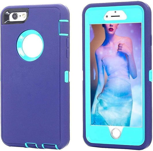 Ai-Case Built-In Screen Protector Tough 4 In1 Rugged Shock Proof Cover with Kickstand for Iphone 6/6S plus - Purple/Blue  AICase   