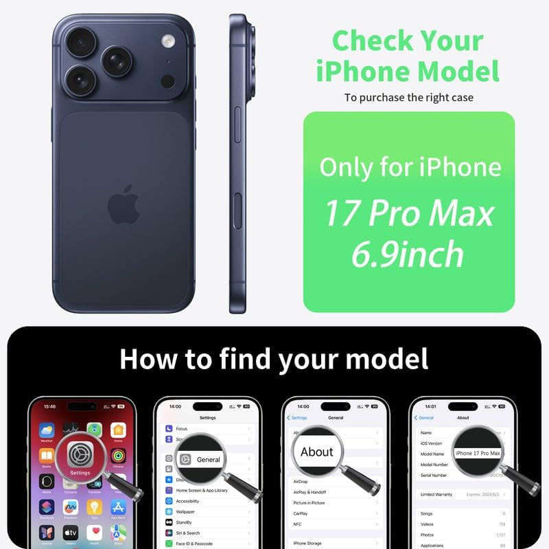 Magnetic Slim Case Fit for Iphone 17 Pro Max Phone Case 6.9"(2025) Ultra-Thin Lightweight Durable Frameless Matte Hard for Magsafe Cover Case with Pull Ring Shockproof Non Slip Rope-Black
