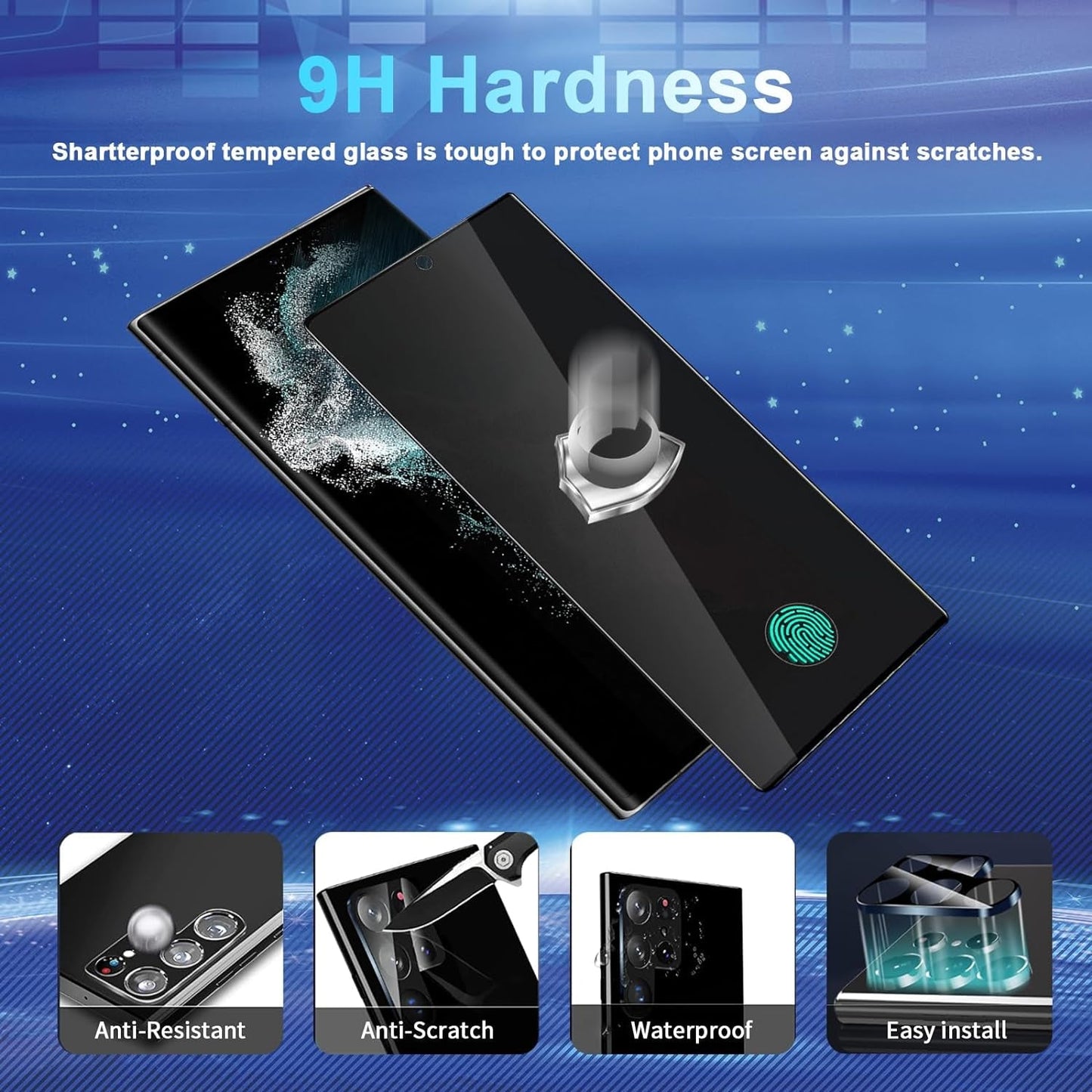 2+2 Pack Galaxy S22 Ultra Privacy Screen Protector - 2 Pack Privacy Film + 2 Pack Camera Lens Tempered Glass, High Clarity Bubble Free, Anti-Spy Protection for Samsung S22 Ultra 5G